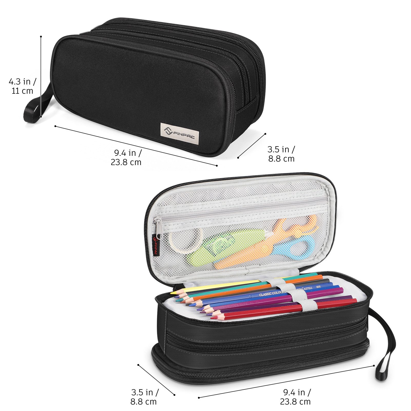 Fintie Federmäppchen Federtasche - Große Kapazität Mäppchen mit 3 Fächern Stiftetasche, Schlamperbox Bleistifttasche Schulmäppchen für Schule & Büro – Bild 5 von 5