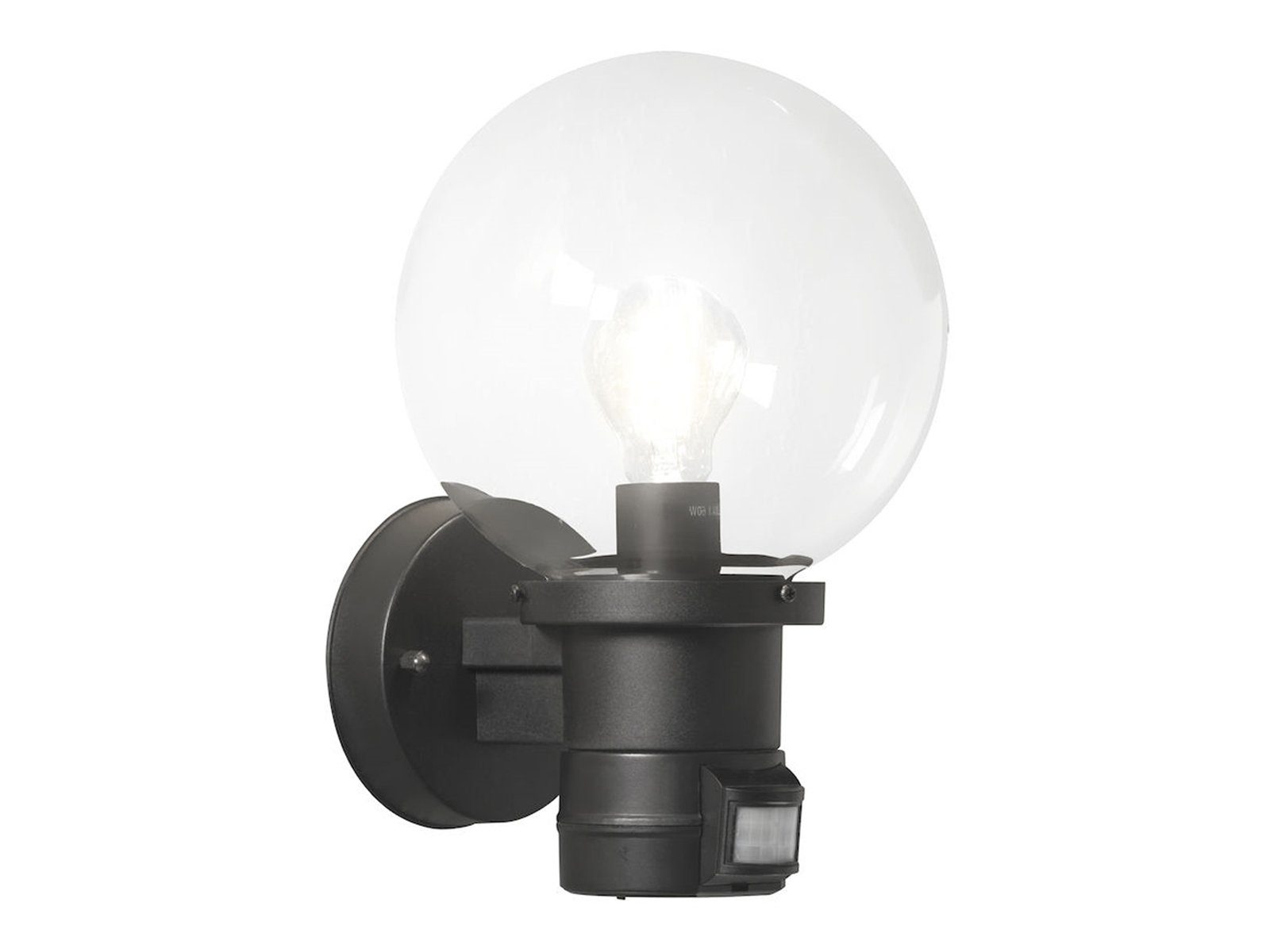 KONSTSMIDE LED Außen-Wandleuchte, Bewegungsmelder, LED wechselbar, Warmweiß, Fassadenbeleuchtung mit Glaskugel Лампыschirm Höhe 31cm