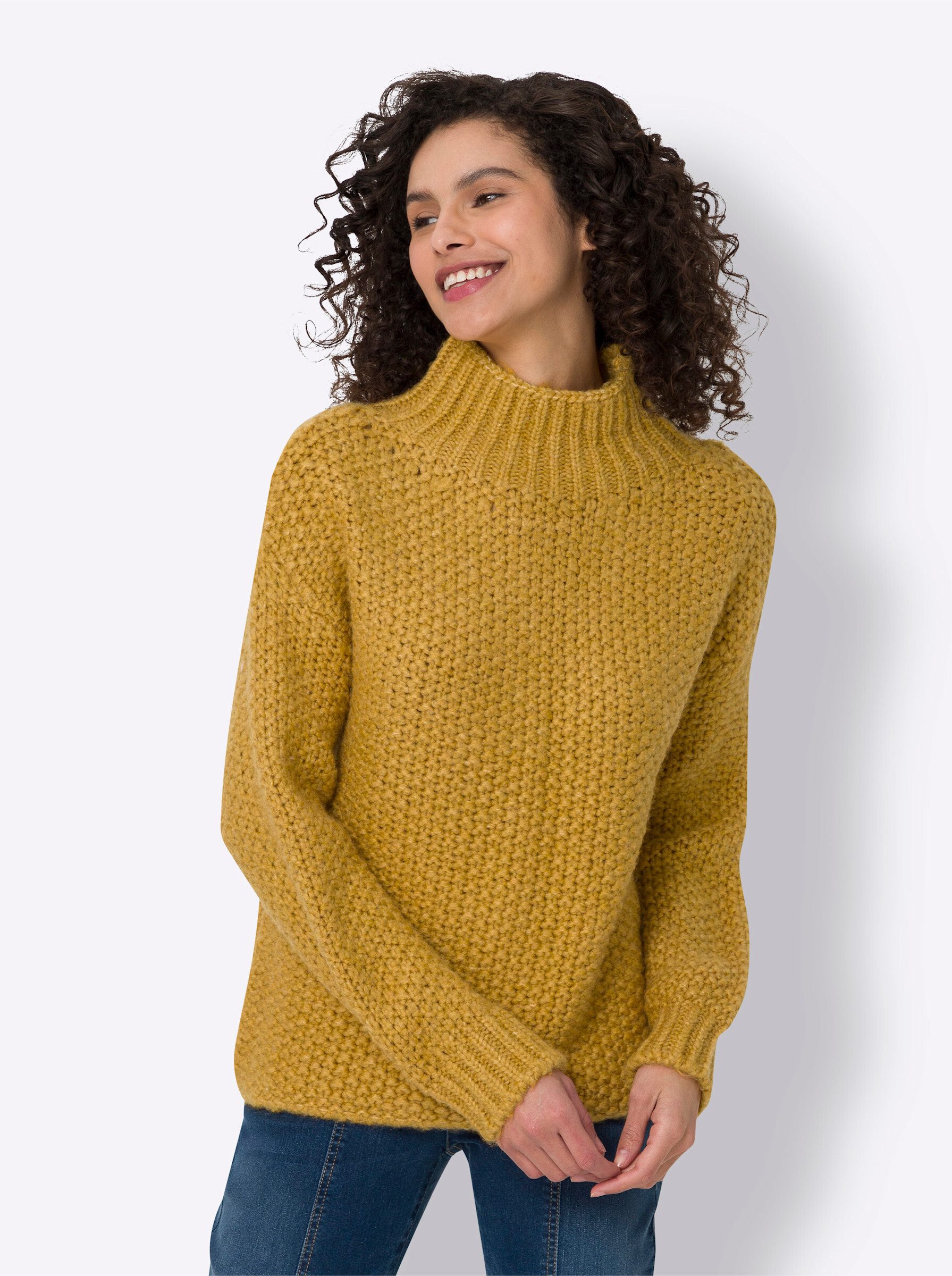 Strickpullover Pullover Langarm Effektgarn, Grobstrick, Struktur