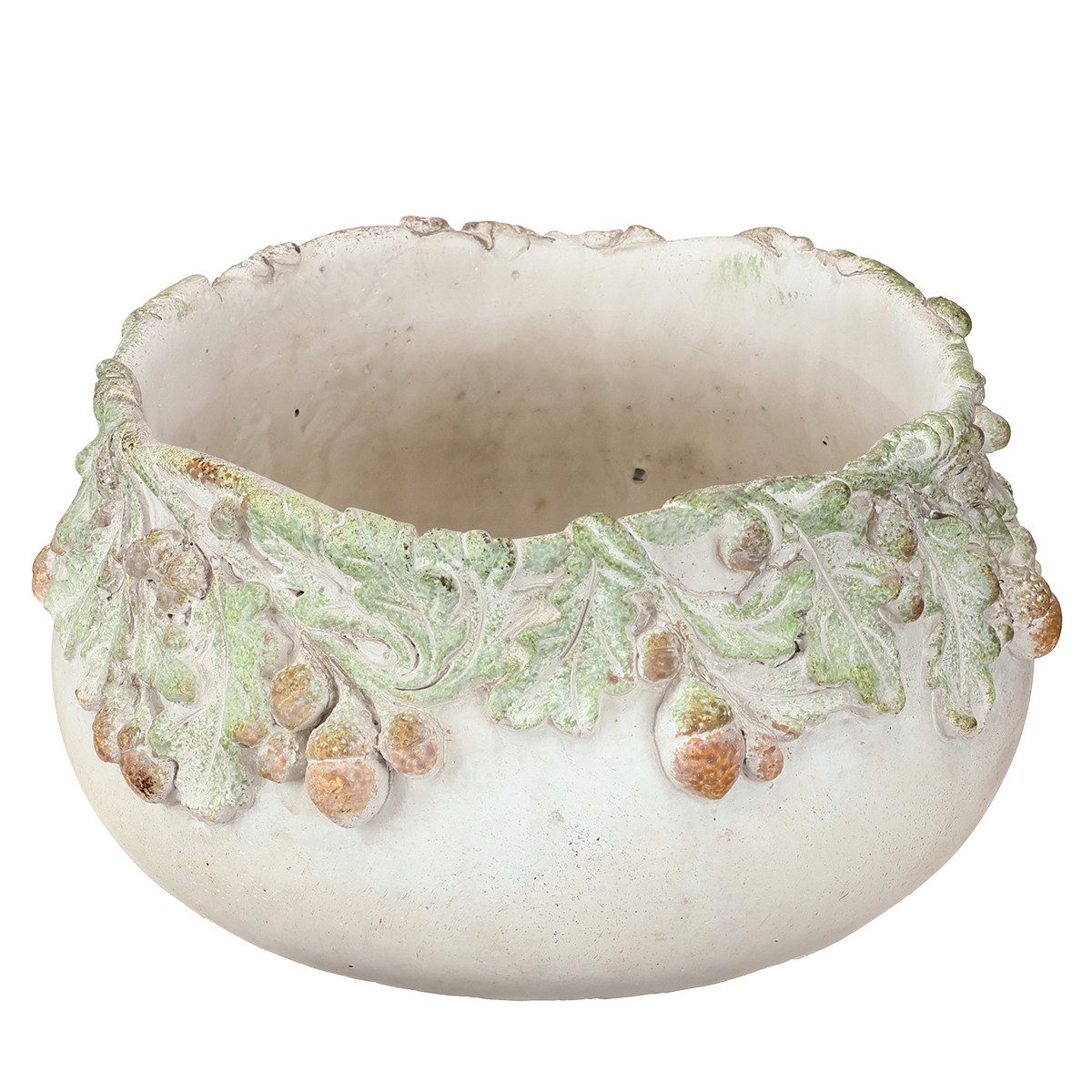 Viana Übertopf Deko Schale Steinguss mit Eicheln rustikale Pflanzschale günstig online kaufen