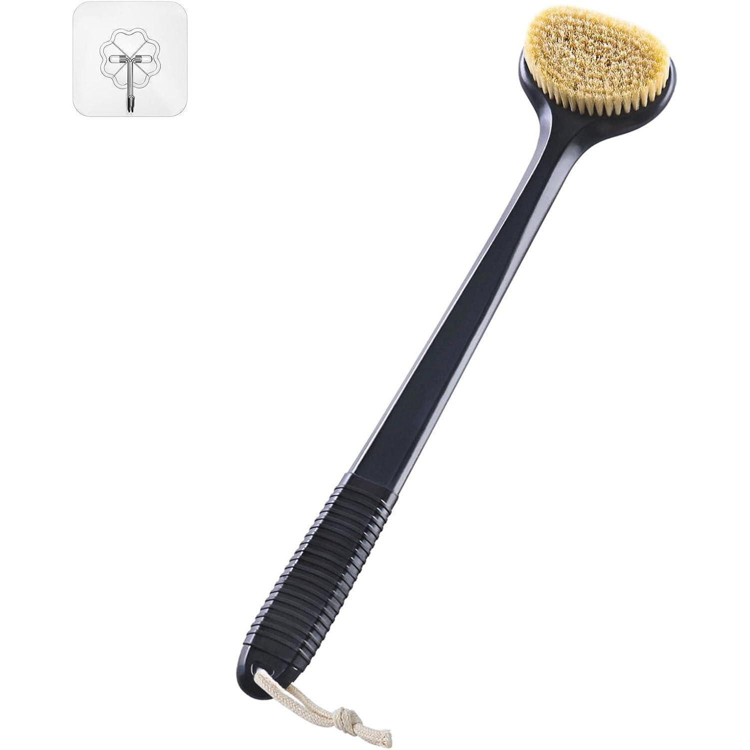 LuxusKollektion Körperbürste Trockenbürste Naturborsten Anti-Rutsch 43cm Rückenbürste für Dusche