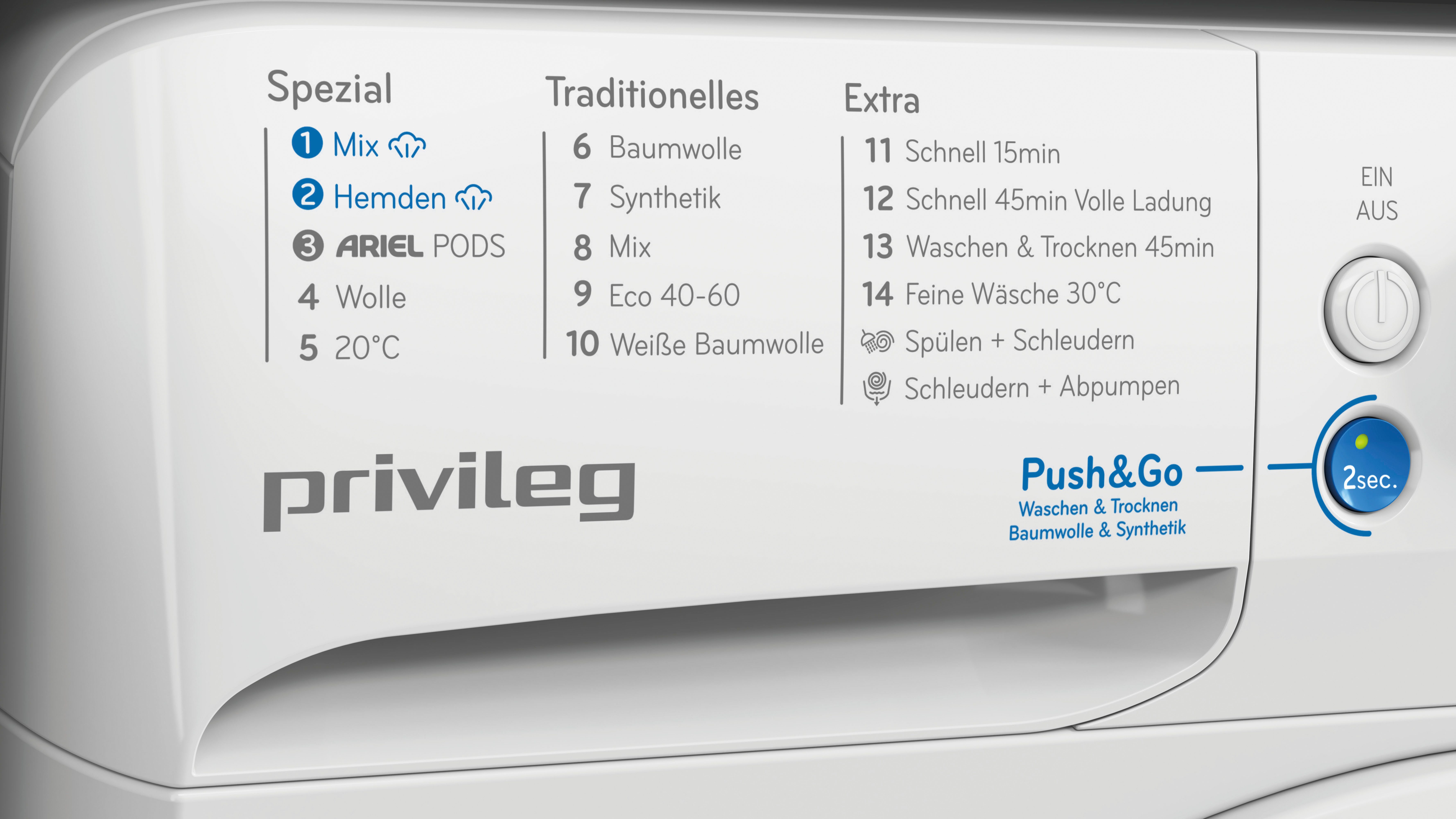Privileg Waschtrockner PWWTV X 86140 C, 8 kg, 6 kg, Kurz 45 Min. – saubere Wäsche bei voller Beladung in nur 45 Minuten – Bild 4 von 5