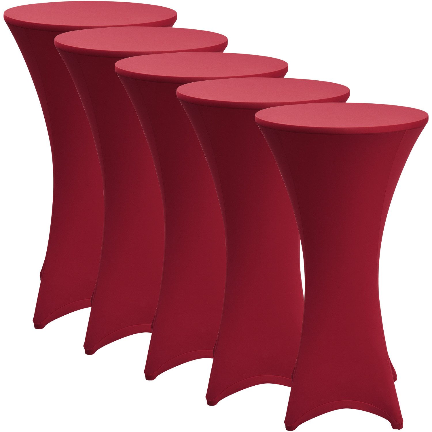 Stehtischhusse Stretch Stehtisch Bistrotisch Husse, Ø60-65cm, Bordeaux, 5er Set