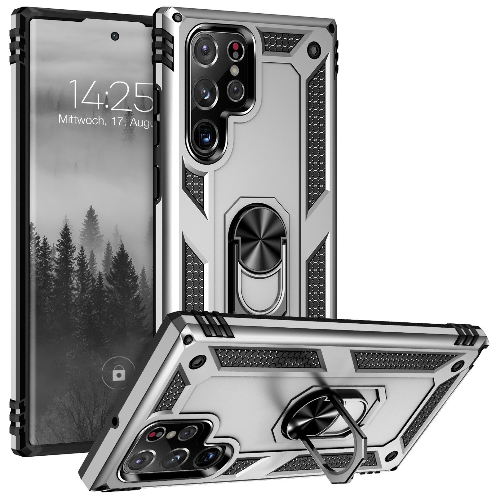 Tec-Expert Handyhülle Outdoor Cover Hülle für Samsung Galaxy S22 Ultra 6.8 Zoll, 6.8, Premium Hülle aus verstärktem Polycarbonat