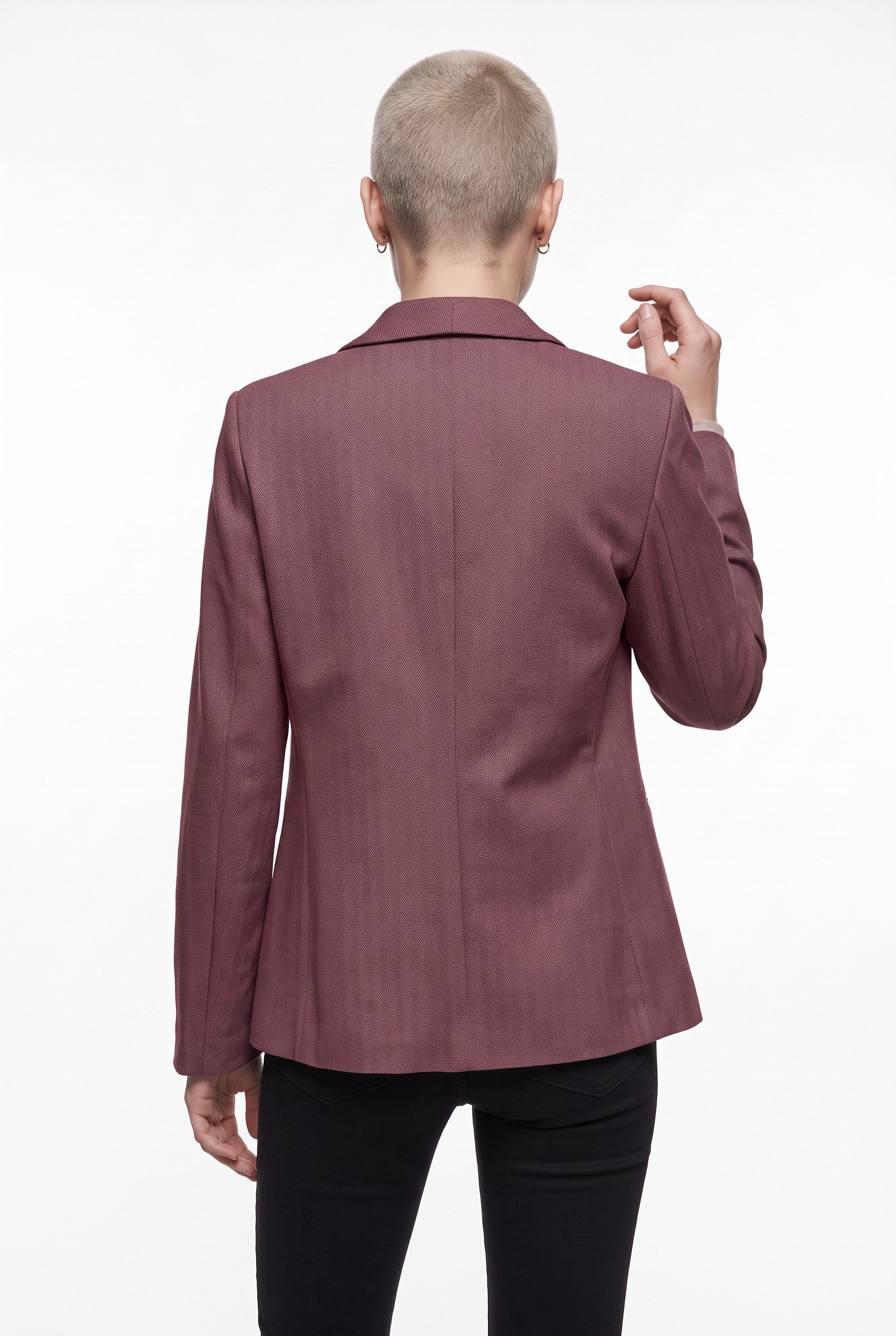 ONLY Longblazer ONLESKA-ADDY LIFE L/S HB BLAZER CC TLR mit Reverskragen, verschlusslose Form, Fischgratmuster – Bild 3 von 5