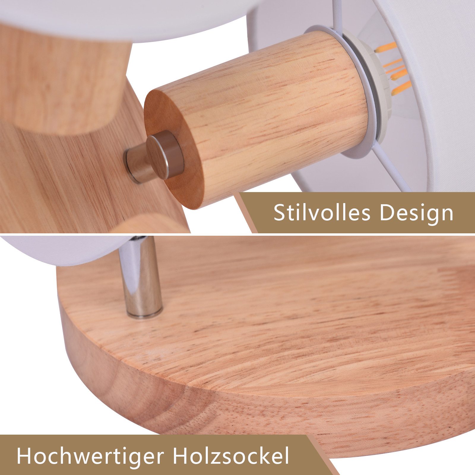 ZMH Deckenleuchte 3 Flammig E14 Deckenstrahler Vintage Deckenspot Schwenkbar, ohne Leuchtmittel, Stoffschrim Modern für Wohnzimmer Schlafzimmer Küche – Bild 5 von 5