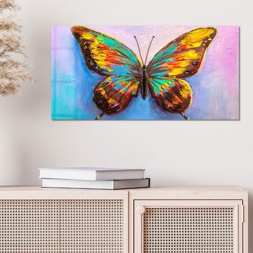 DEQORI Glasbild 'Bunter Schmetterling', 'Bunter Schmetterling', Glas Wandbild Bild schwebend modern
