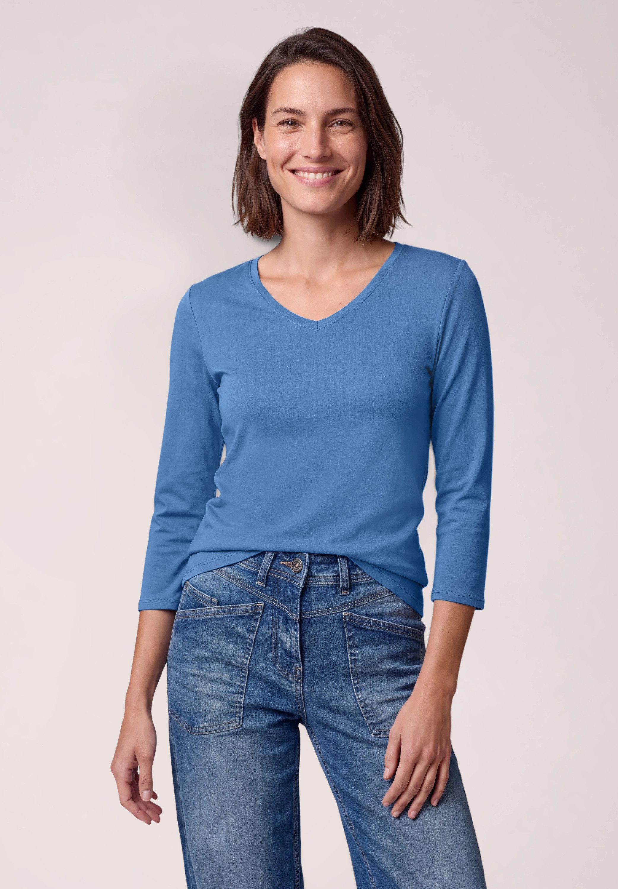 CECIL V-Shirt aus reiner Baumwolle
