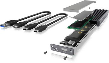 Festplatten-Gehäuse Gehäuse für 1x M.2 NVMe & SATA SSD mit USB Type-C Anschluss, Hochwertiges Aluminium