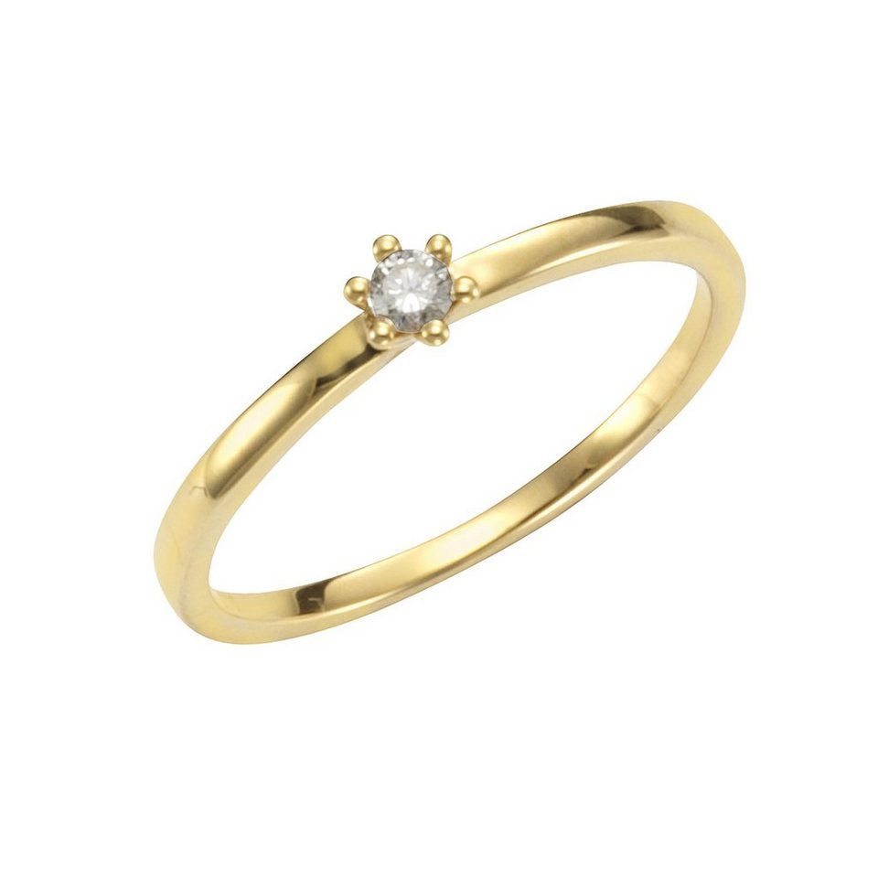 Orolino Fingerring 585/- Gelbgold Brillant, Echter Brillant