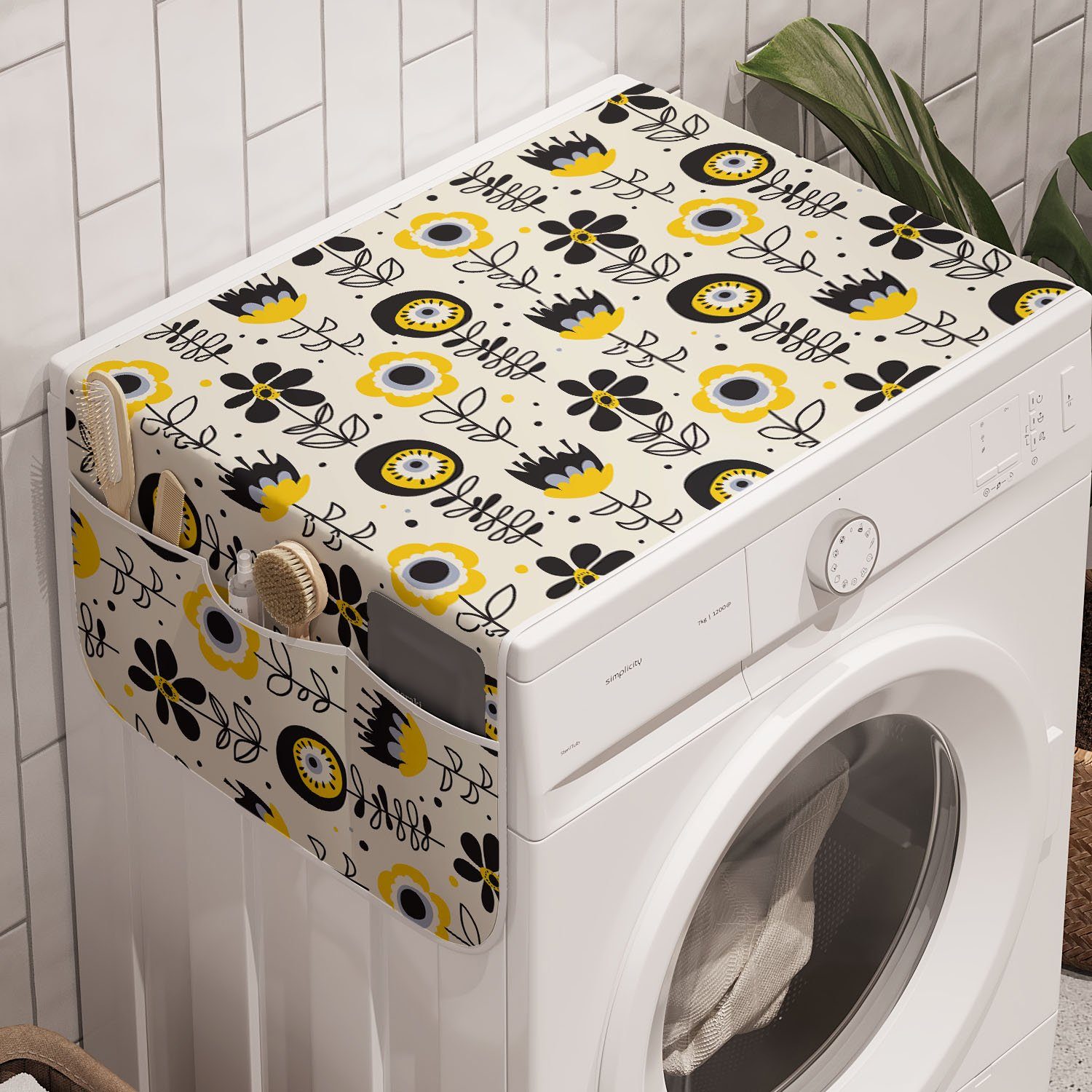 Neuestes Design Abakuhaus Badorganizer Anti-Rutsch-Stoffabdeckung für Waschmaschine Abstrakt Trockner, und Design Surreal Blumen
