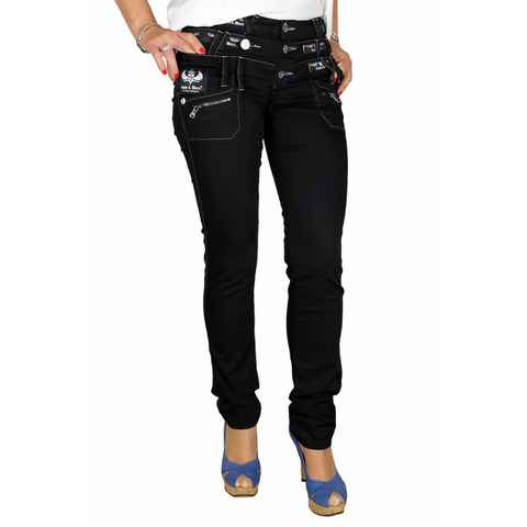 Cipo & Baxx Straight-Jeans Jeans Hose im außergewönlichem Design Jeans mit dreifacher Gürtelschlaufenanreihung, angenehmer Tragekomfort