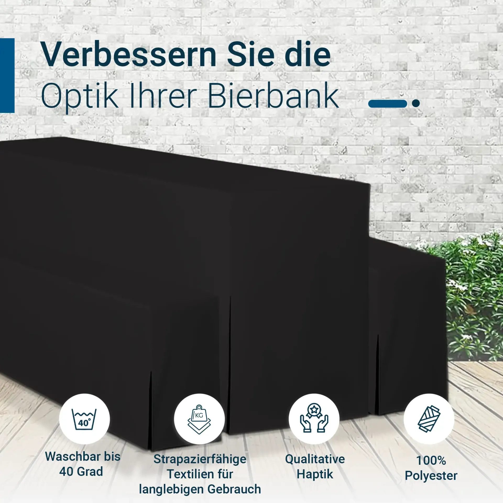 TexDeko Biertischhusse Biertischhussen Premium für Bierzeltgarnituren (nur Tisch), Länge & Breite: Nach Wahl, blickdicht & pflegeleicht – Bild 3 von 5
