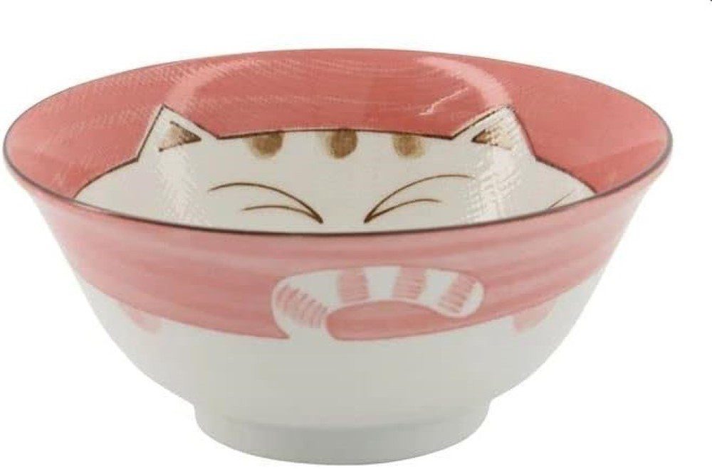 WestCraft Snackschale Tokio Japan Design Katzen Schalen Kawaii Cat Tayo Schüssel Blue & Pink, Porzellan, (1-tlg), Rot Ramen Reis Nudel Suppen Dessert Bowl, Red Kawaii Cat 15x7cm