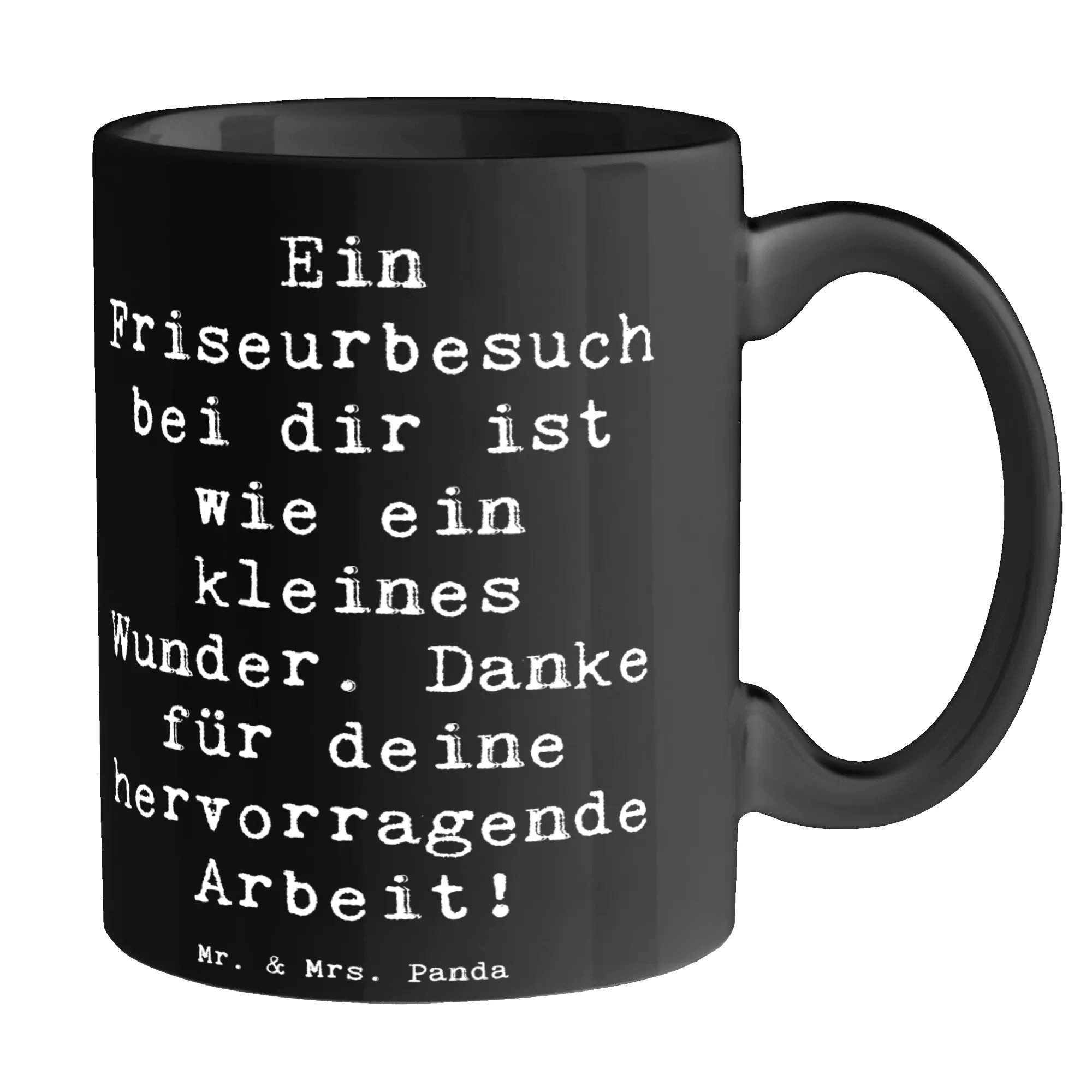 Mr. & Mrs. Panda Tasse Spruch Friseur Wunder - Schwarz - Geschenk, Leidenschaft, kleines, Da, 1-tlg., Keramik, Glänzende Oberfläche
