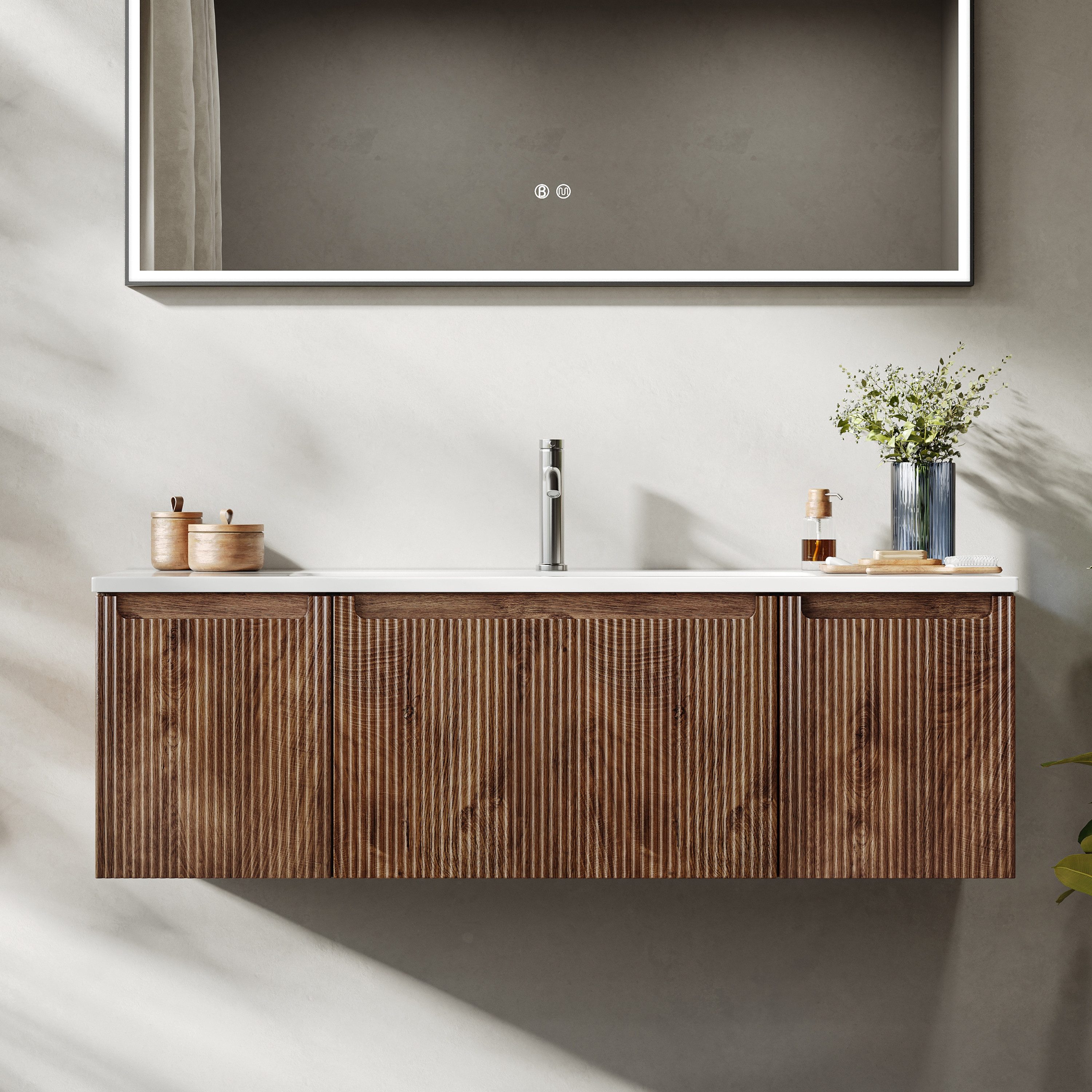 BRIDGE BENO Badmöbel-Set 120 cm Wand-Waschtisch mit Mineralguss-Waschbecken günstig online kaufen