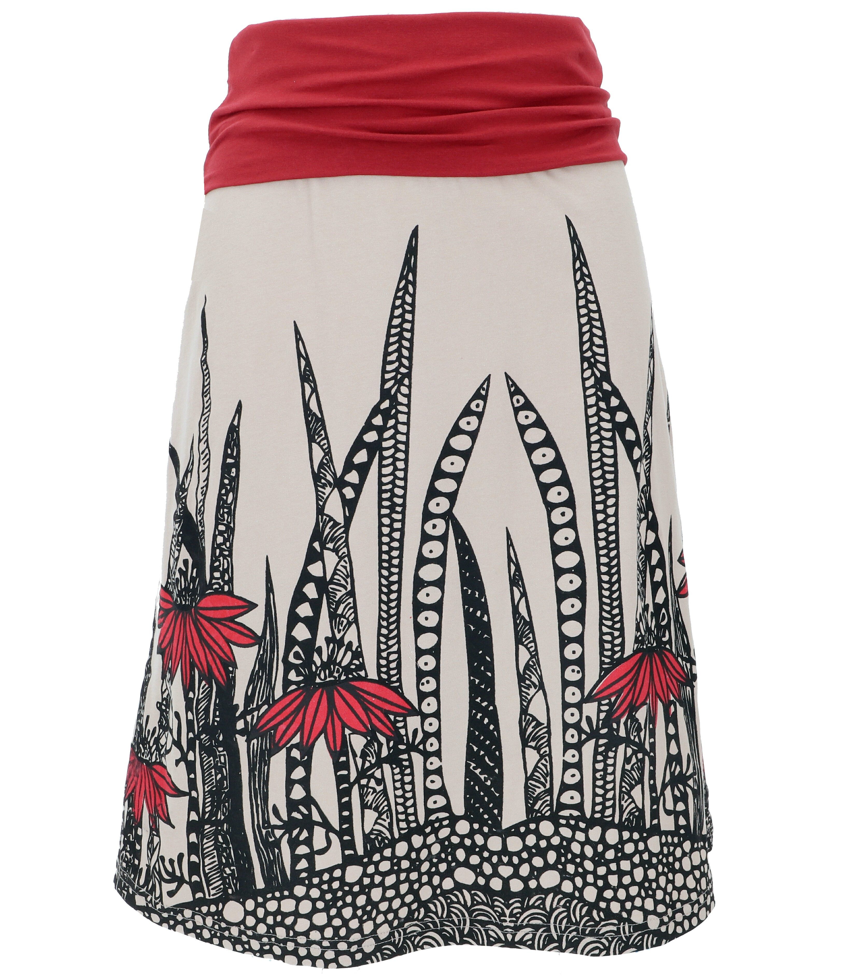 Guru-Shop Minirock Rock aus Bio-Baumwolle mit breitem Bund - chai Ethno Sty günstig online kaufen