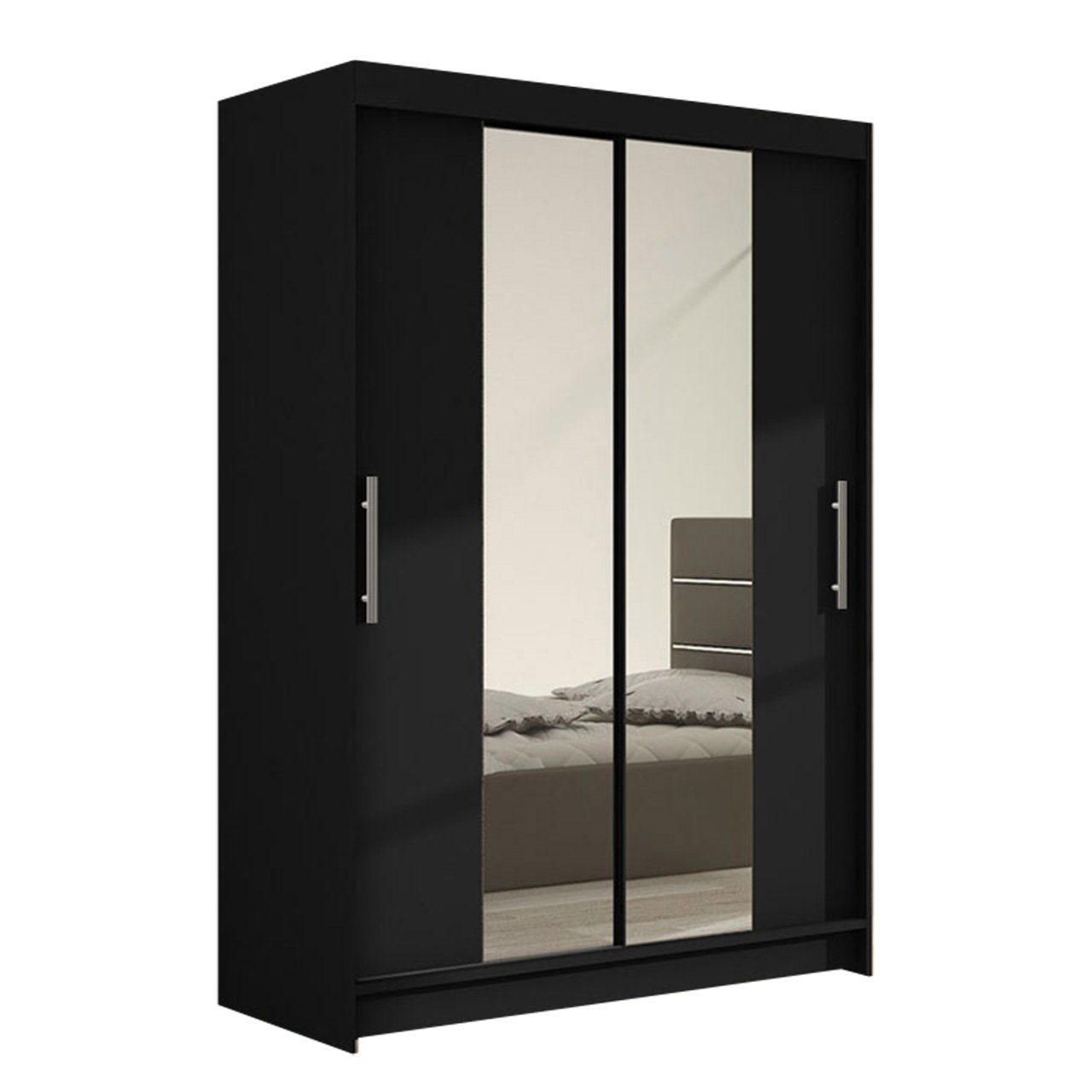 MIRJAN24 Kleiderschrank Miami II (mit Spiegel, Kleiderstange, Schiebetüren, Einlegeboden) Schiebetürenschrank, Schlafzimmerschrank
