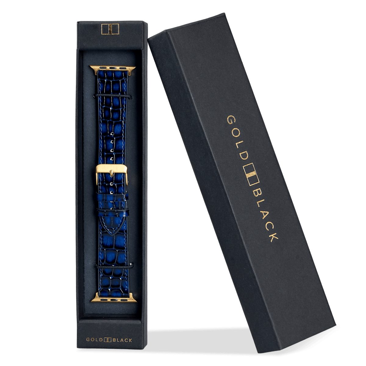 GOLDBLACK Smartwatch-Armband GOLDBLACK Apple Watch Armband MILANO-Design blau (Adapter gold)