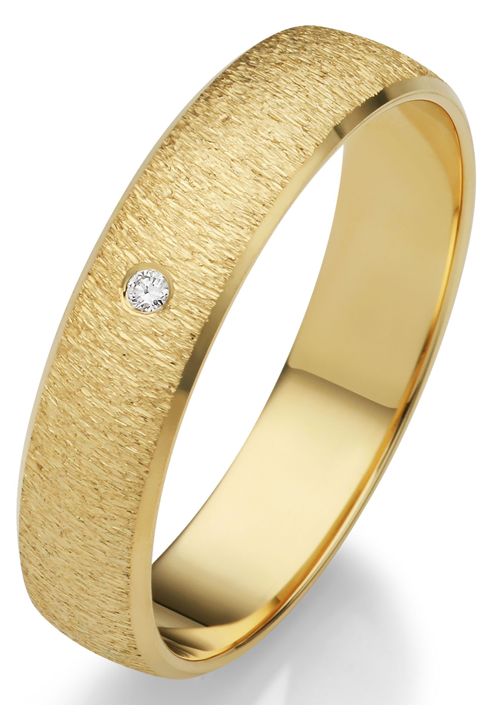 Firetti Trauring Schmuck Geschenk Gold 375 Hochzeit Ehering "LIEBE", Made in Germany, wahlweise mit oder ohne Brillant