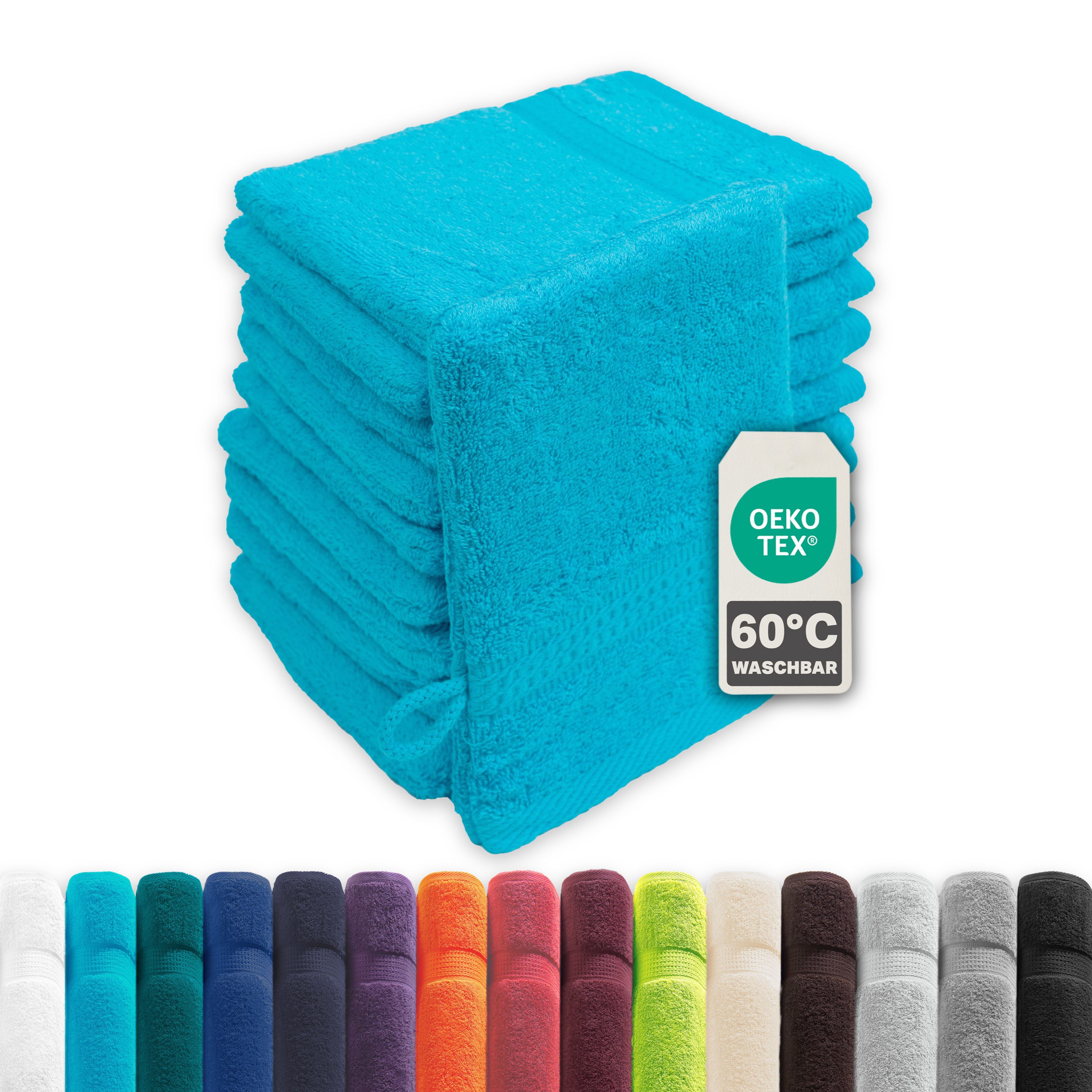 Devior Handtuch Set Frottierserie Elegance in vielen Farben, hochwertig mit 500 g/m², Waschhandschuhe - 100% Baumwolle (10-St), 16x21 cm, hautsympathische Waschlappen für den ganzen Körper