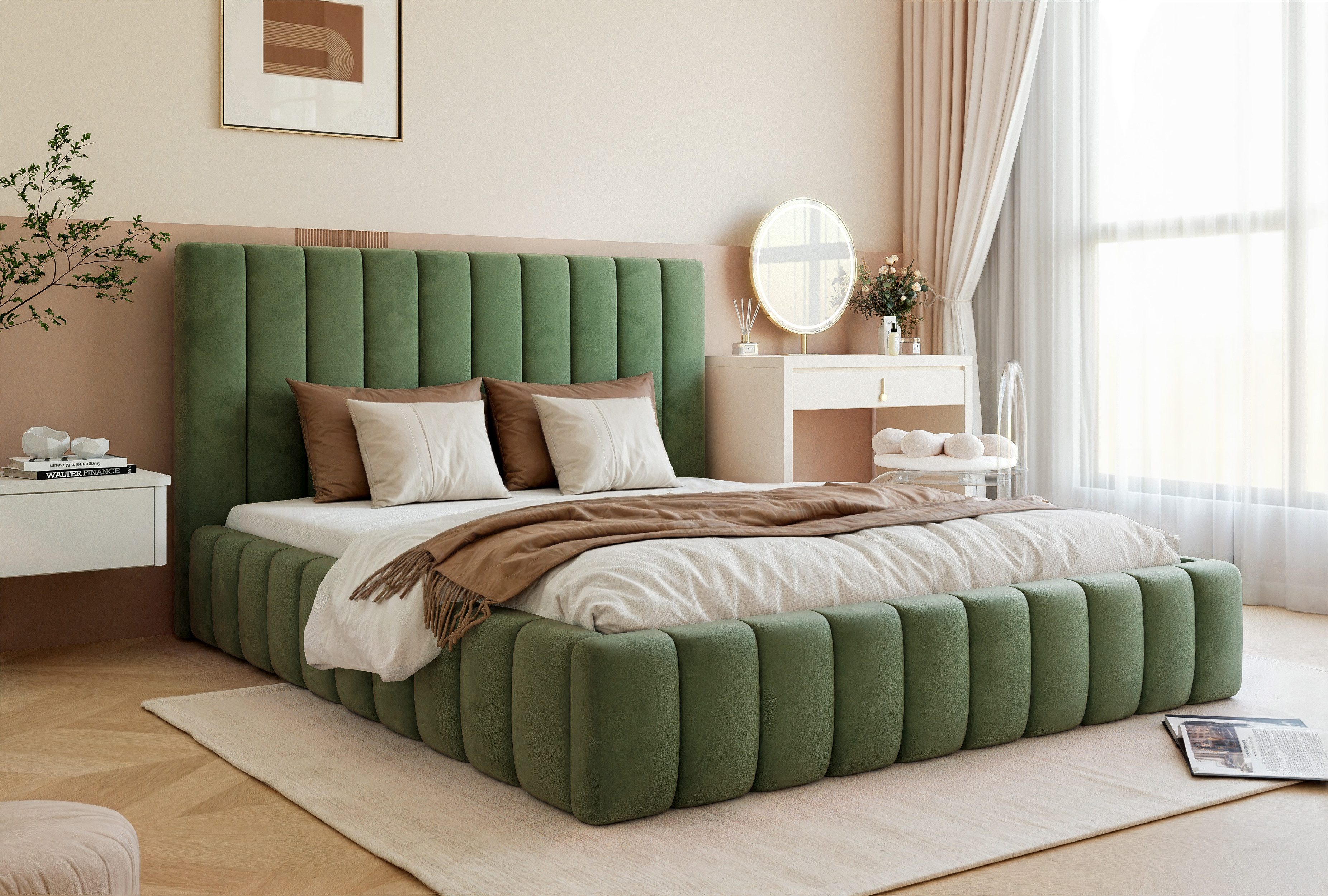 Goldstoff Polsterbett Luxuriöses Schlafzimmerbett mit elegantem günstig online kaufen
