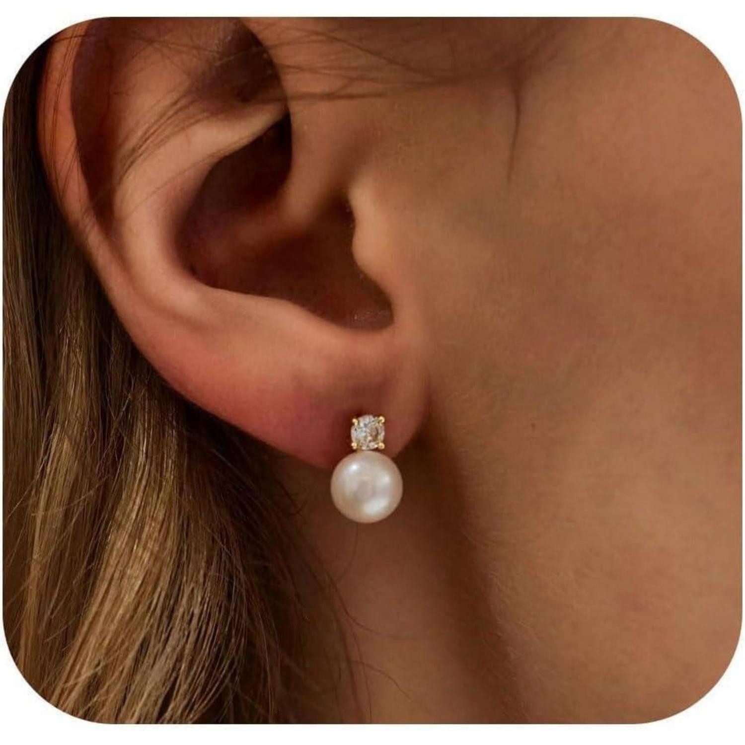 LuxusKollektion Perlenohrringe Ohrstecker Süßwasserperlen Silber 925 hypoallergen Gold 9mm B-Gold