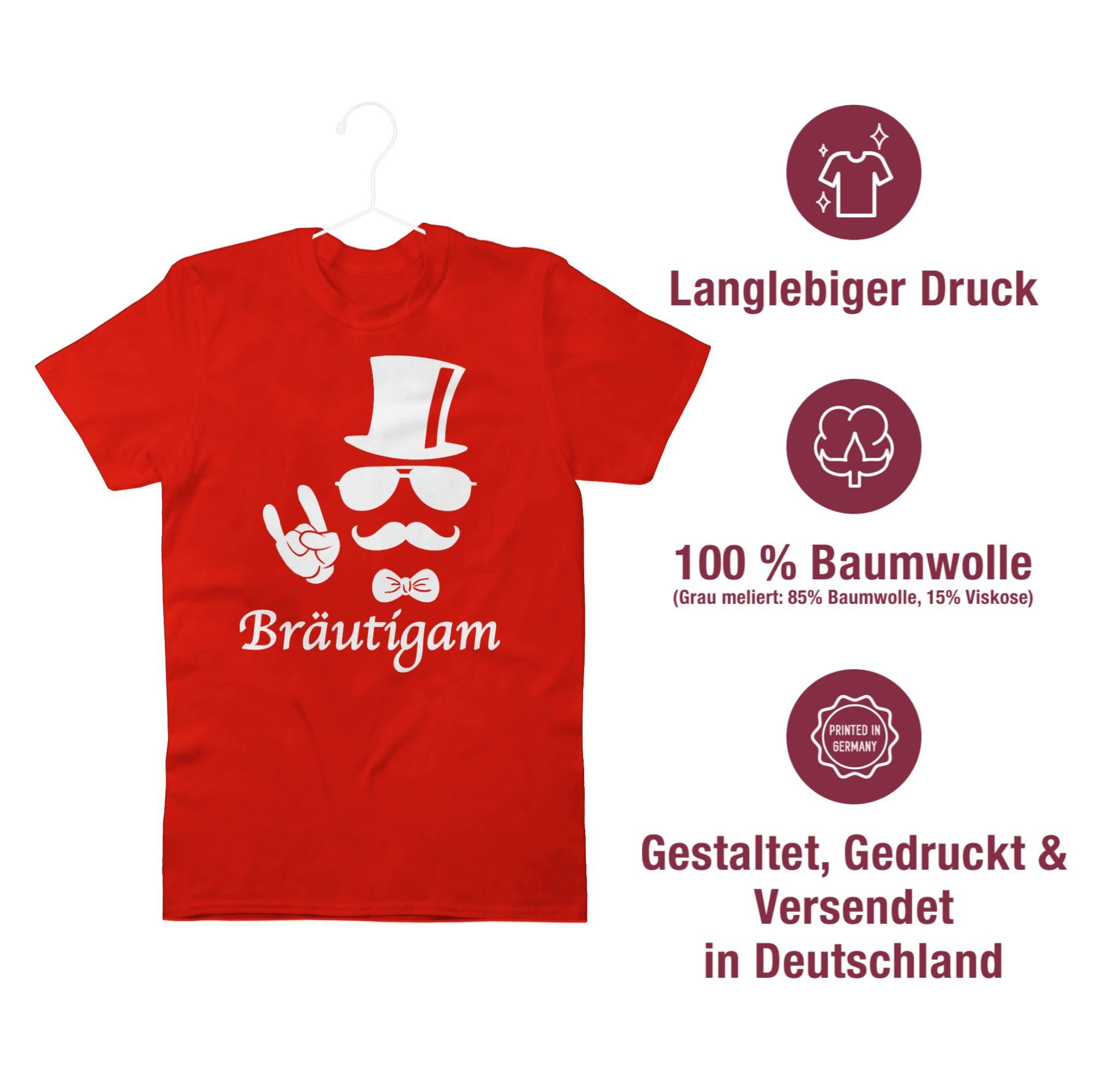2 T-Shirt JGA Bräutigam Hipster Rot Shirtracer Männer
