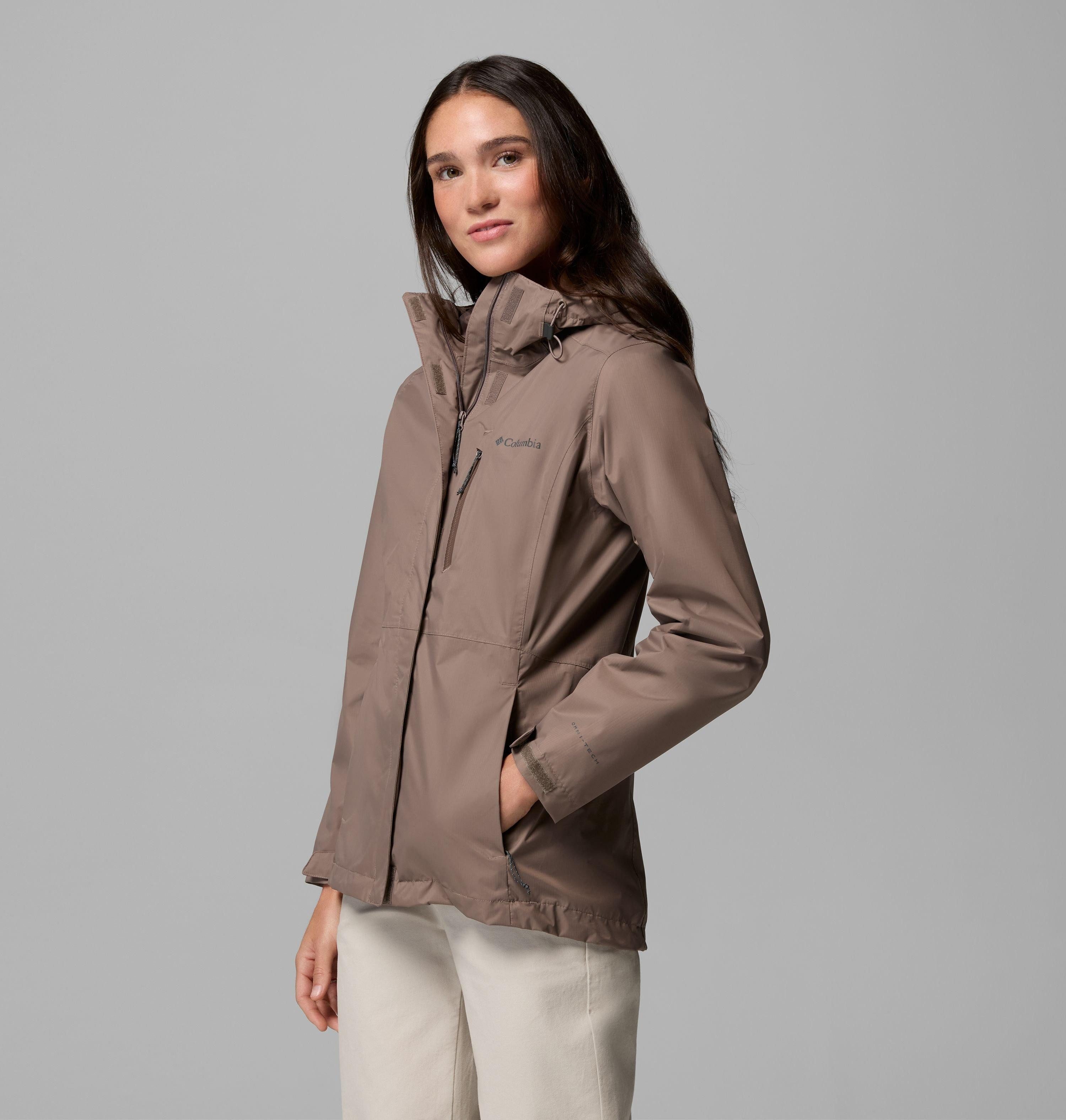 Columbia Regenjacke Pouring Adventure III Jacket mit per Gummizug verstellbarer Kapuze, wasserdicht, winddicht