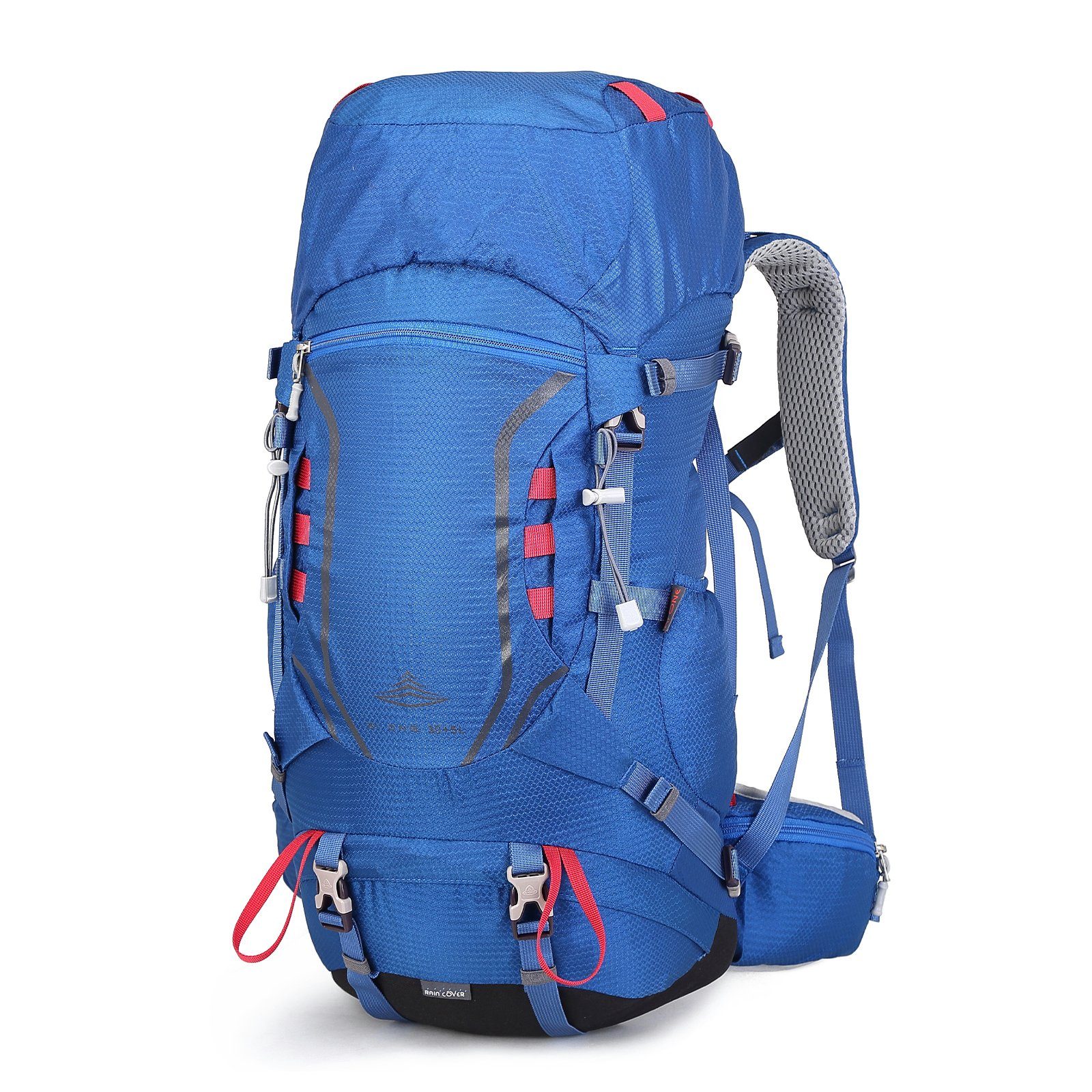TAN.TOMI Wanderrucksack 35L (30L+5L) Großer Wanderrucksack mit Rückenbelüftung (Einschließlich Regenschutz), mit Regenschutz für Outdoor Reisen Camping Trekking Blau