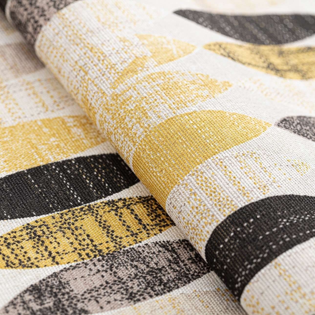 Modern, x 40 schwarz-beige-gelb 130 Dekoria Kräuselband mit Vorhang cm,