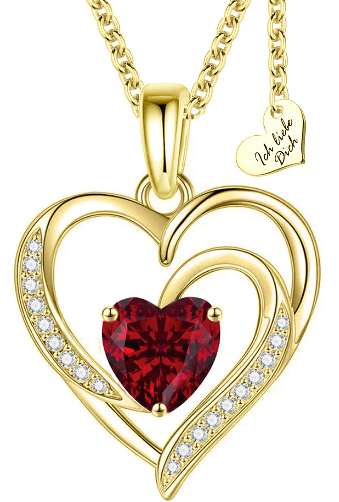 Herzkette 925 Silber Damen Kette mit Herz gold Goldkette vergoldet Geschenk