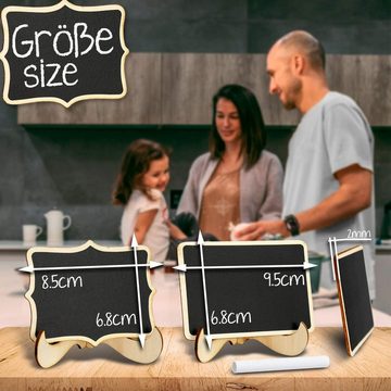 Tritart Memoboard Mini Chalkboard Set - 22x Small Board with Stand, (1-tlg), Mini Kreidetafel mit Ständer - 22x Holztafel inkl. 4x Kreide