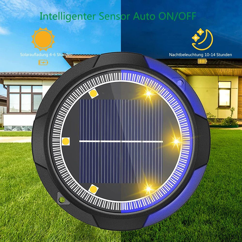 GelldG LED Solarleuchte Solar 8 für LED Bodenleuchten Außen Solarlampen Stück Außen Garten