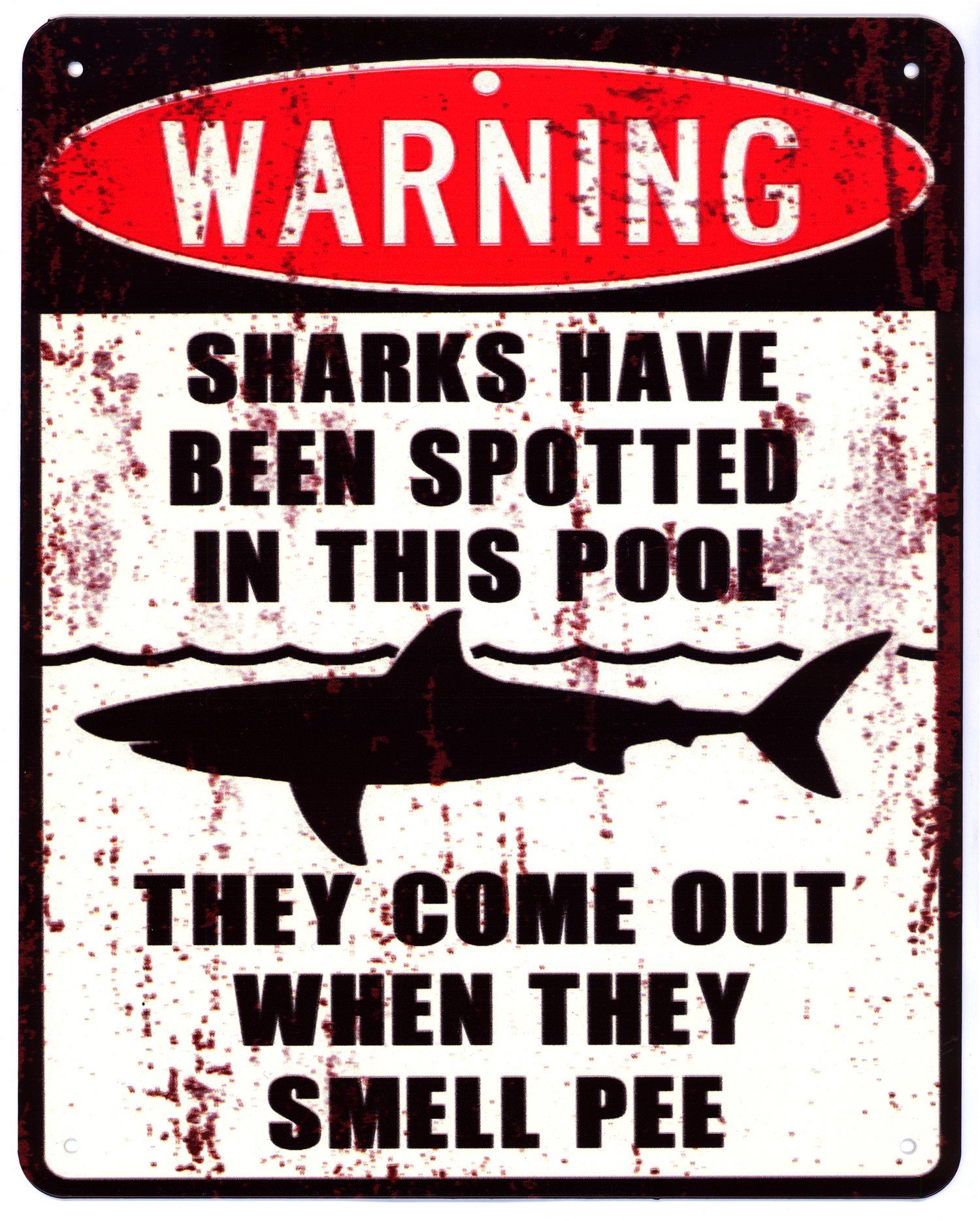 Metallschild Blechschild Warning Sharks have been spottetd in this Pool