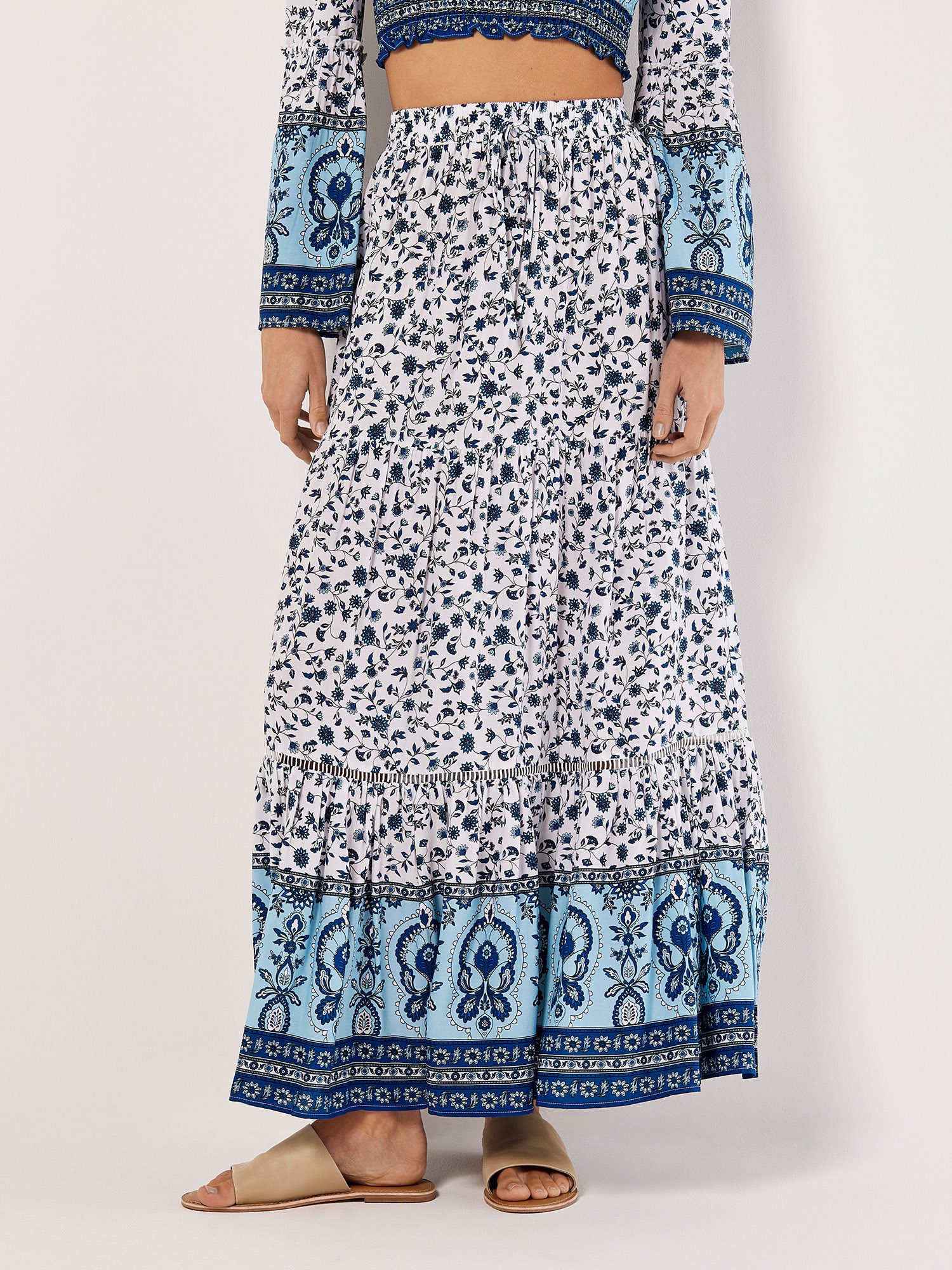 Apricot Maxirock Sarasa Blumendruckrock (1-tlg., Tunnelzug) mit Volant günstig online kaufen