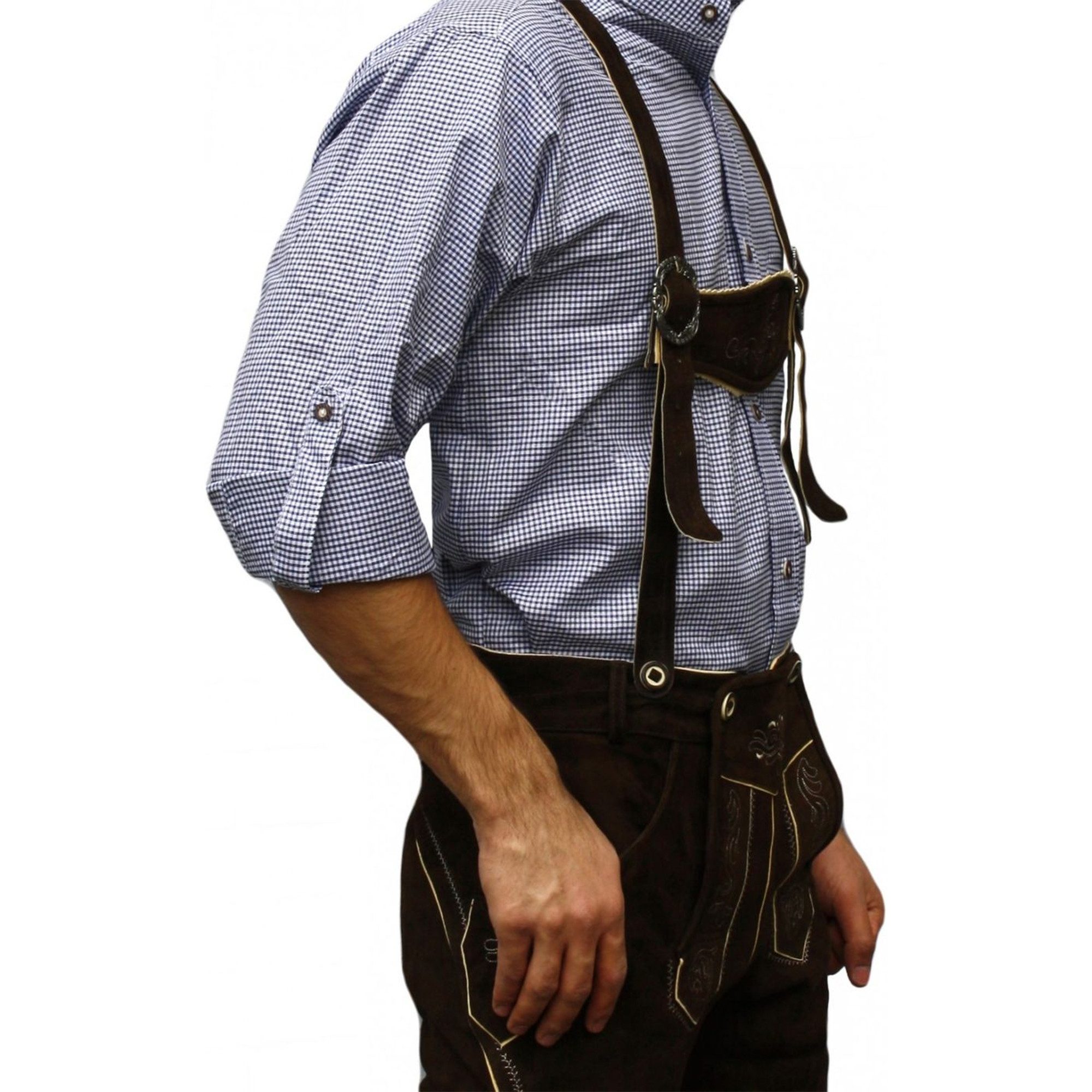 German Wear Trachtenhemd GW120x-SK Trachtenhemd mit Stehkragen für Trachtenlederhosen kariert