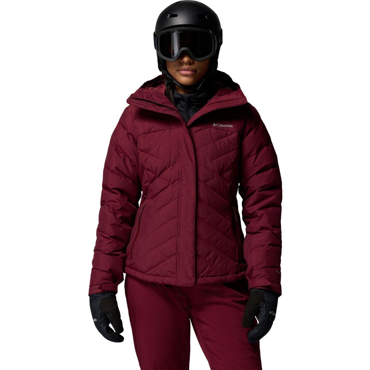 Columbia Funktionsweste Women's Lay D Down V Hooded Ski Jacket Hochwertige Skijacke mit 550er Daunenfüllung, Omni-Heat™ Futter und