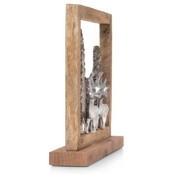 Moritz Skulptur Tischdeko Rentiere im Wald 33 cm, Holz, Tischdeko, Fensterdeko, Wanddeko, Holzdeko, Weihnachtsdeko