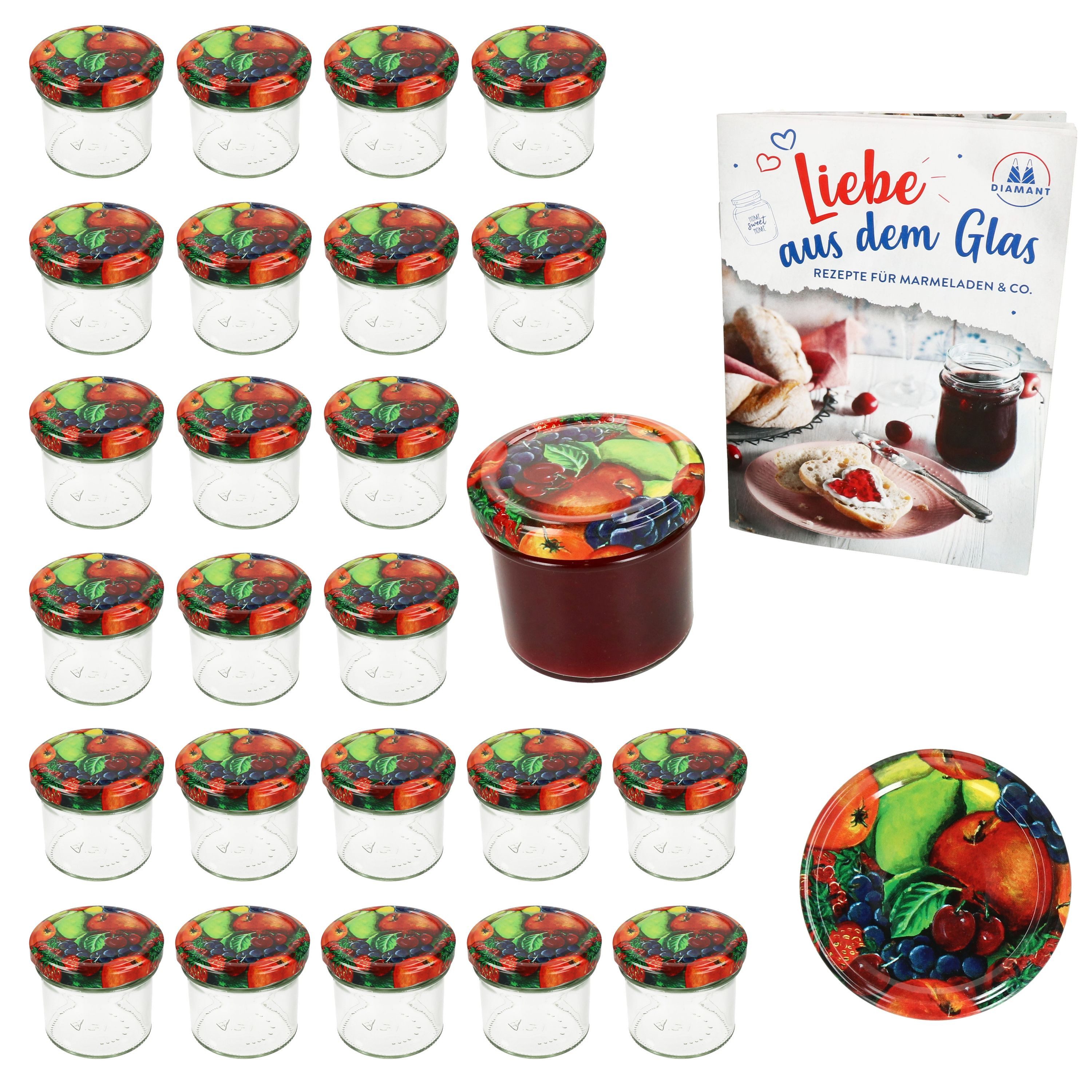 MamboCat Einmachglas 25er Set Sturzglas 125ml Einmachglas TO66 Obst Deckel, Glas