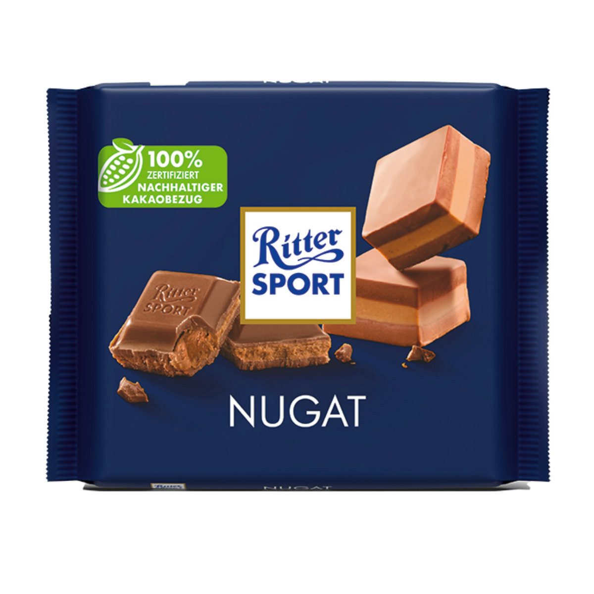 Ritter SPORT Schokolade, Ritter Sport Nugat Vollmilchschokolade mit Nugat Füllung 100g