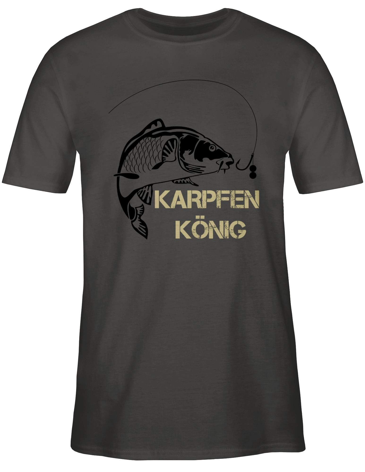 Shirtracer T-Shirt Karpfen König Dunkelgrau Geschenke Angler 2