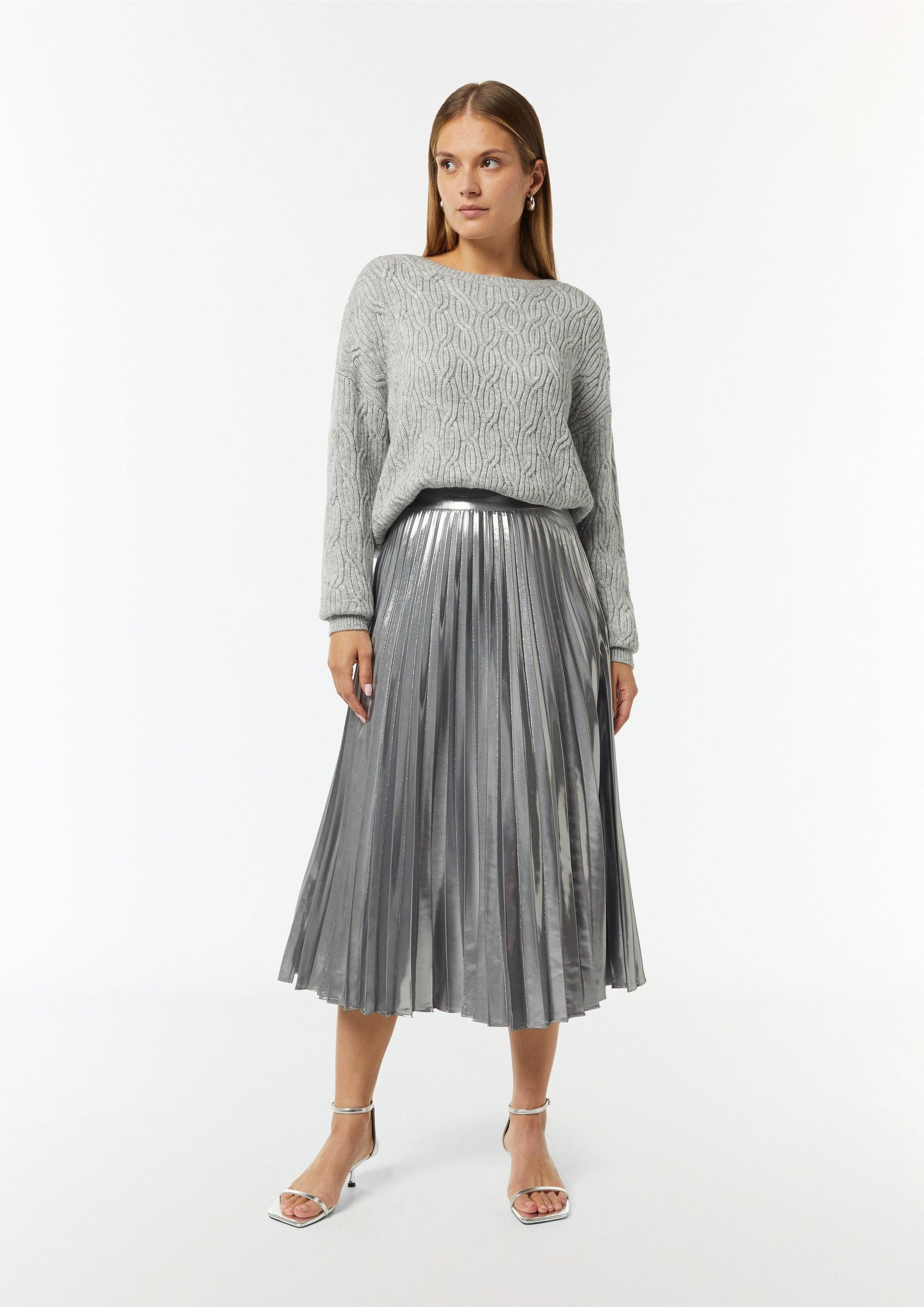 comma Midirock Rock Plissee-Rock mit Metallic-Effekt günstig online kaufen