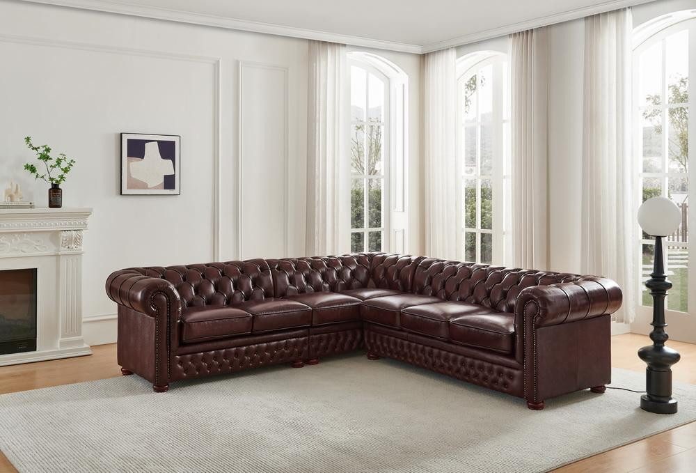 Salottini Chesterfield-Sofa SOFORT LIEFERBAR Chesterfield XL Ecksofa Swindon Eckcouch SONDERPREIS, 3 Teile, Echte einzelne Nägel in der Front
