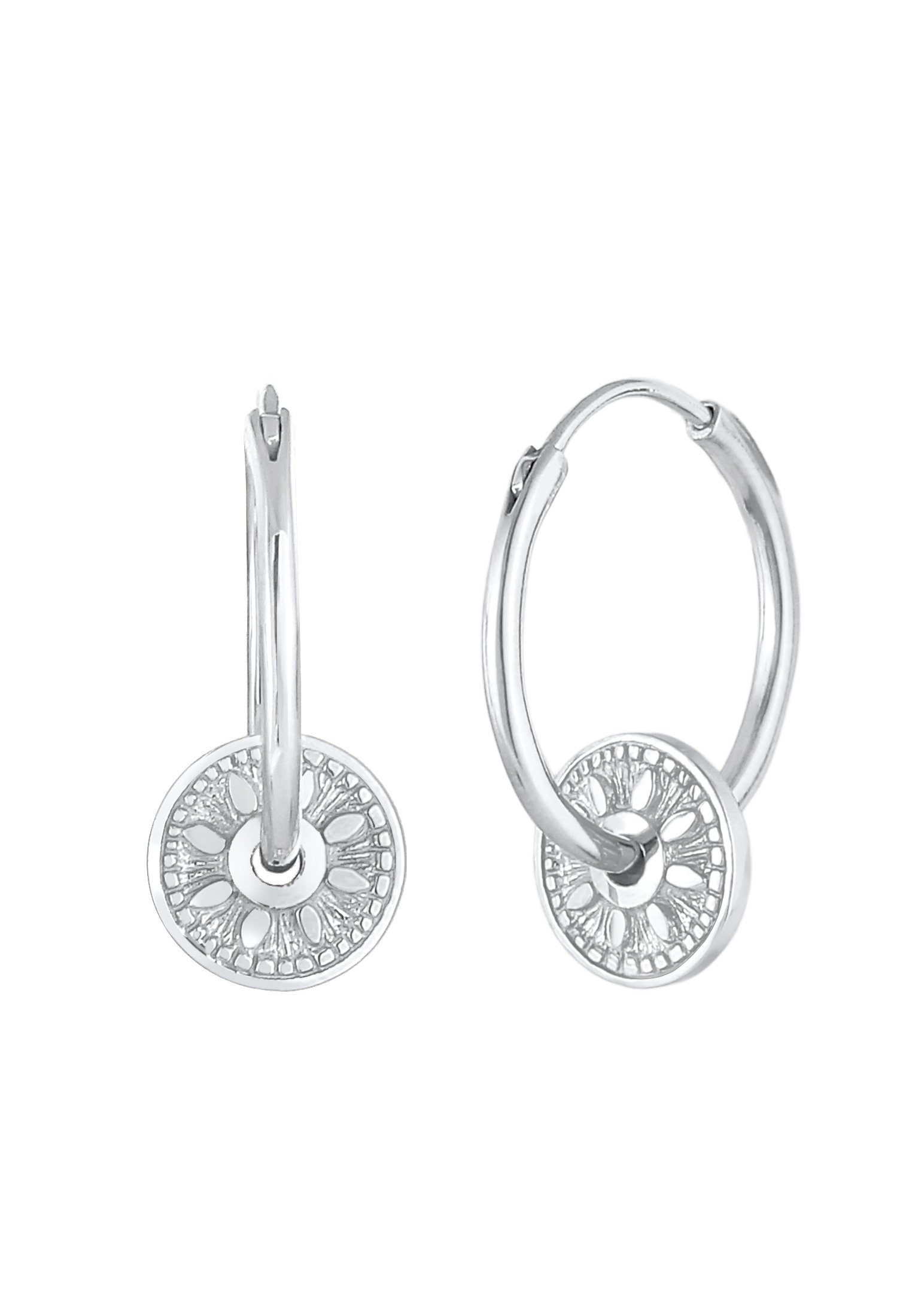 Silber Einhänger Antik Ohrhänger Paar Elli 925er Sonne Creolen