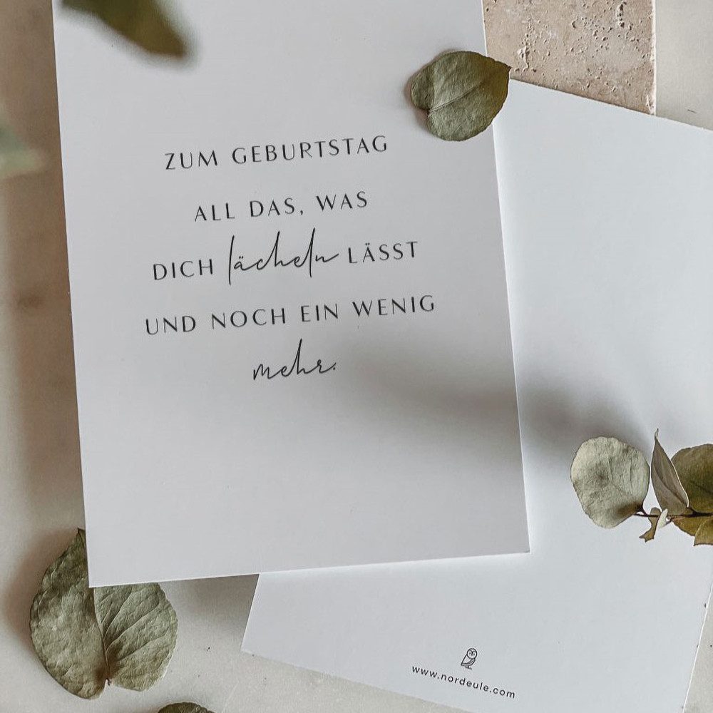 NORDEULE Geburtstagskarten Spruchkarten im 6er Set, Minimalistisches Schwarz-Weiß Design, Karten zum Geburtstag oder auch für Abschlüsse, Alltagsmomente