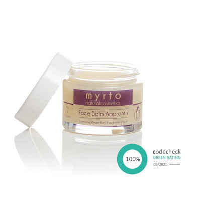 myrto Naturkosmetik Feuchtigkeitscreme Bio Face Balm Amaranth - Intensivpflege bei sehr trockener Haut, Bestbewertung bei Codecheck: 100% Grüner Ring EMPFEHLENSWERT