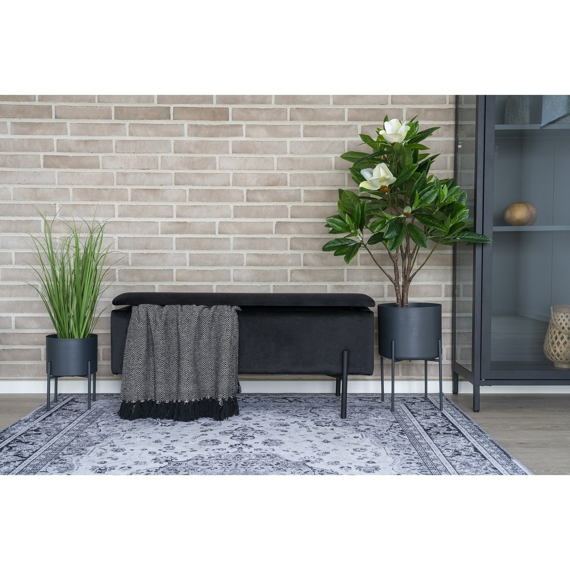 House Nordic Truhenbank Watford, in Schwarz, Stoff - 95x46x36,5cm (BxHxT) günstig online kaufen