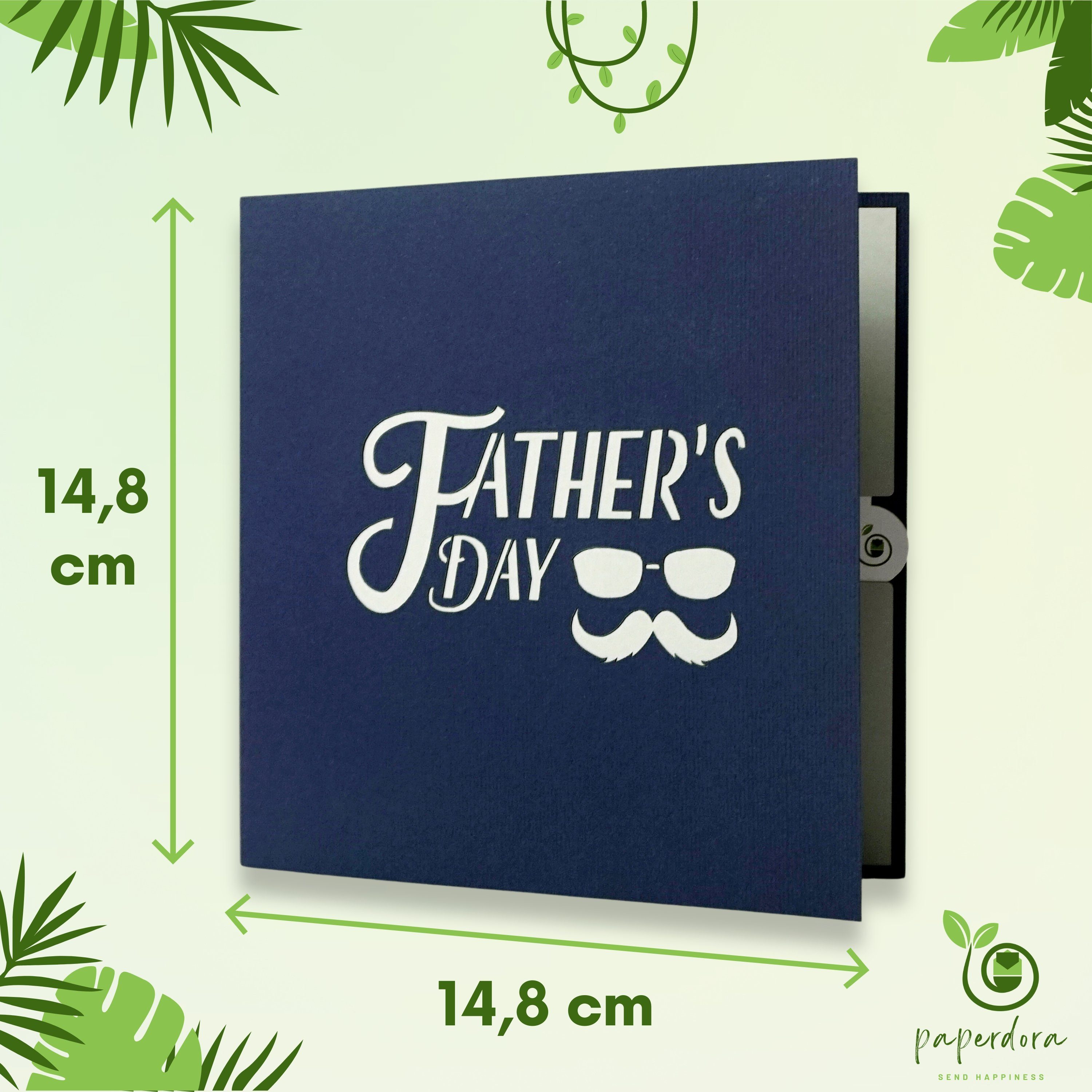 „Vater“ 3D paperdora und Wachssiegel Vatertagskarte Pop-Up-Karte Umschlag Grußkarte, - Geschenk mit Vatertag