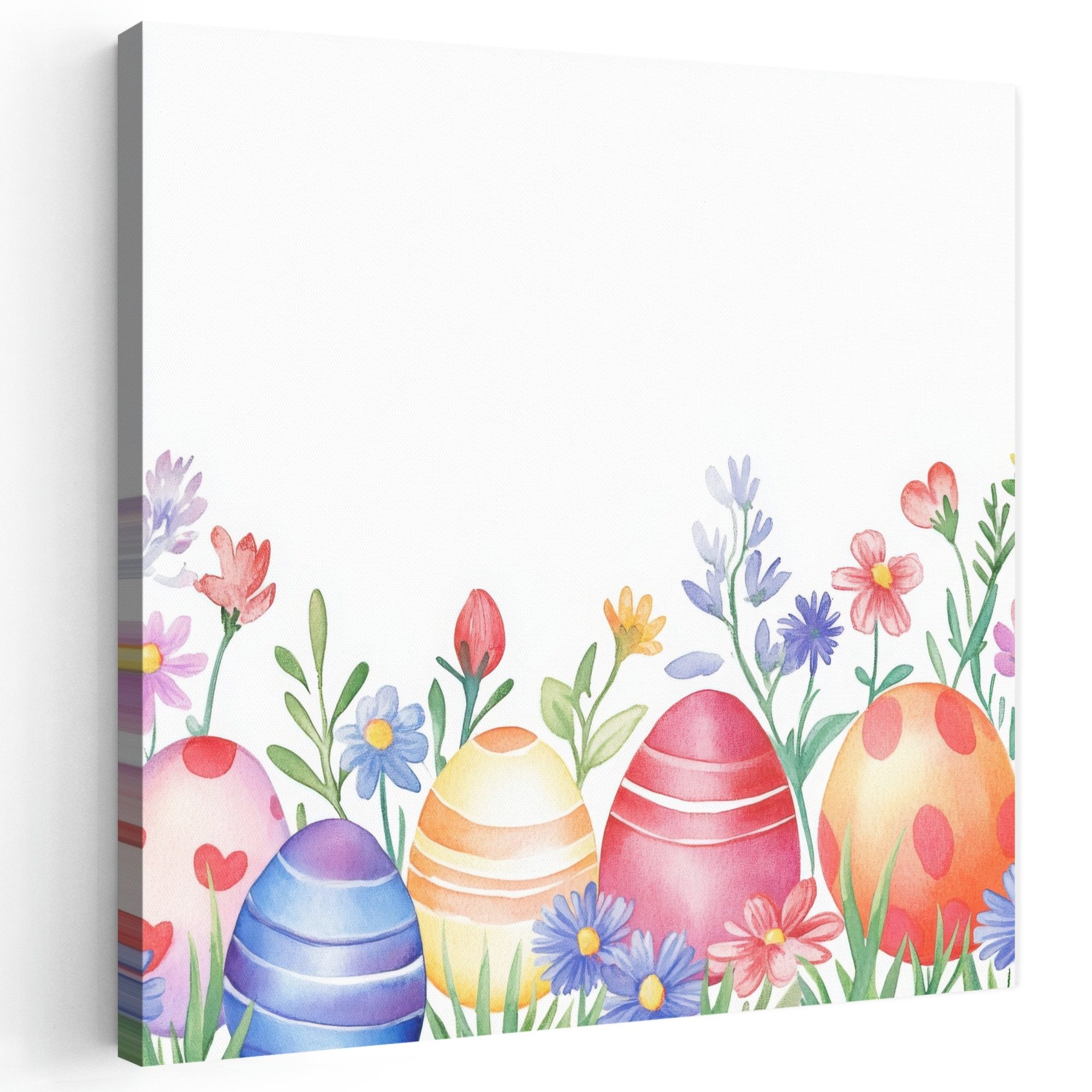 OneMillionCanvasses® Leinwandbild Blumengarten - Bunt - Eier - Ostern Deko, Fotodruck (1 St), Wandbild, Deko Schlafzimmer Wohnzimmer Flur 20x20 cm
